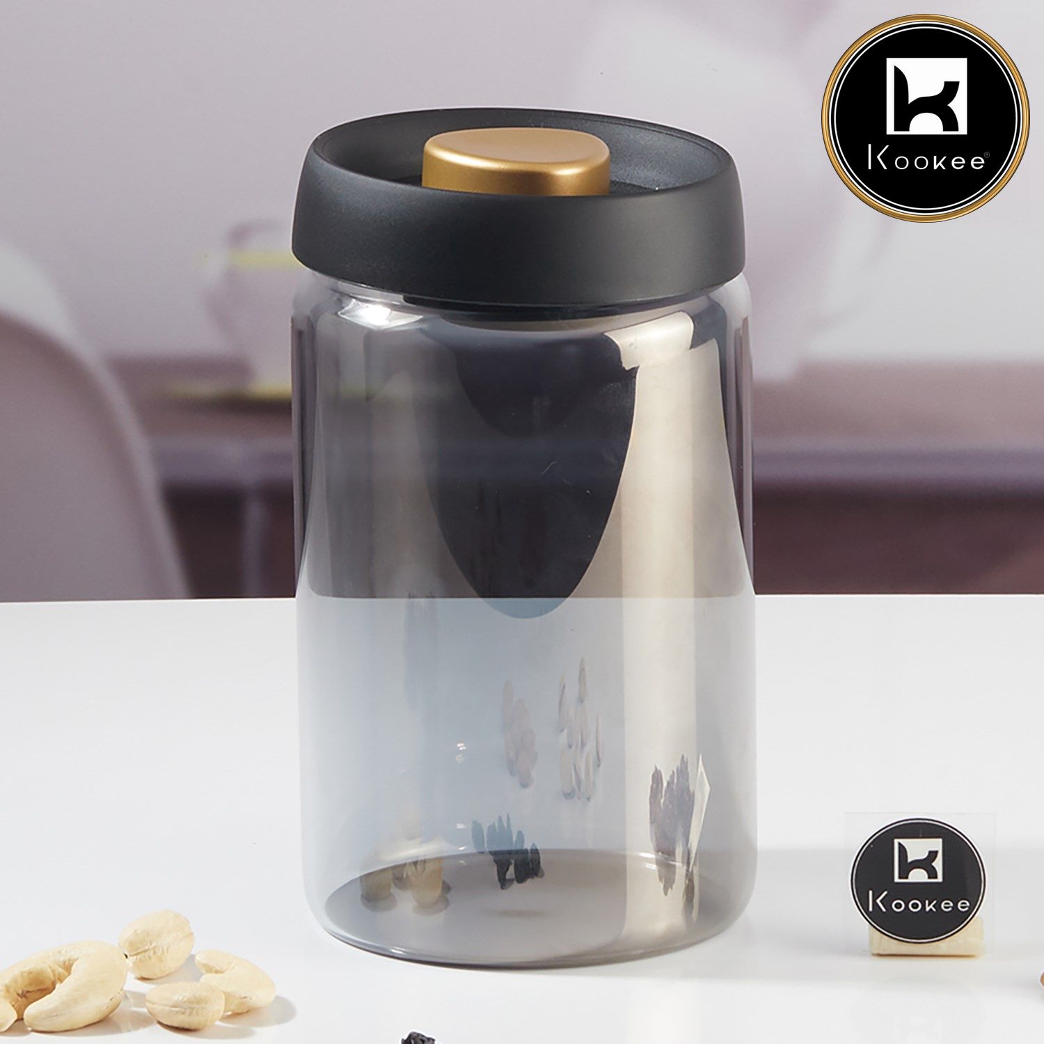 Kookee Canister Jars (Glass), Grey, ART11318