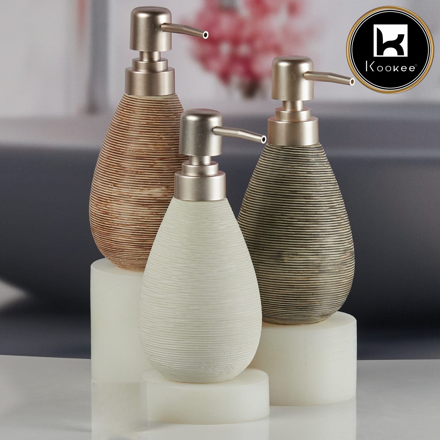 Ceramic Soap Dispenser for handwash for Bathroom, Brown (V-CSD-055-1)