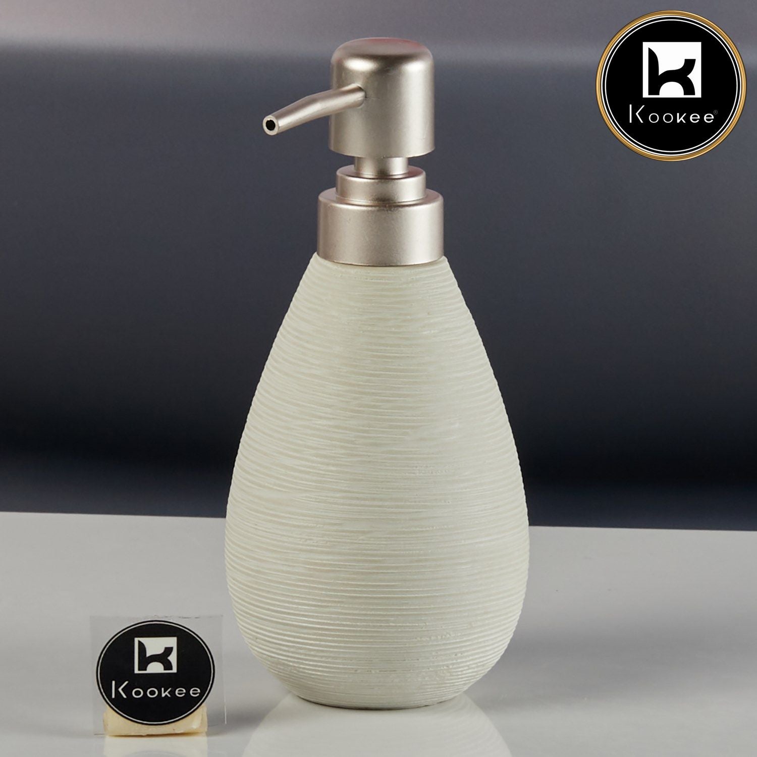 Ceramic Soap Dispenser for handwash for Bathroom, Grey, (Set of 1) (11326)