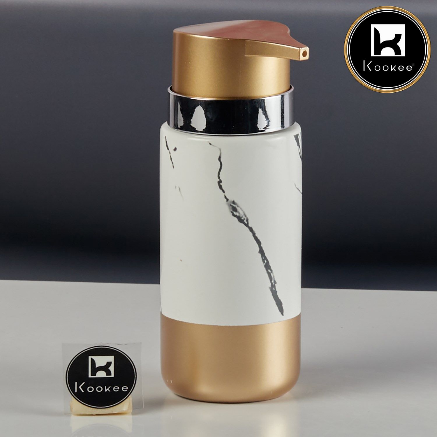 Ceramic Soap Dispenser for handwash for Bathroom, Grey, (Set of 1) (11329)