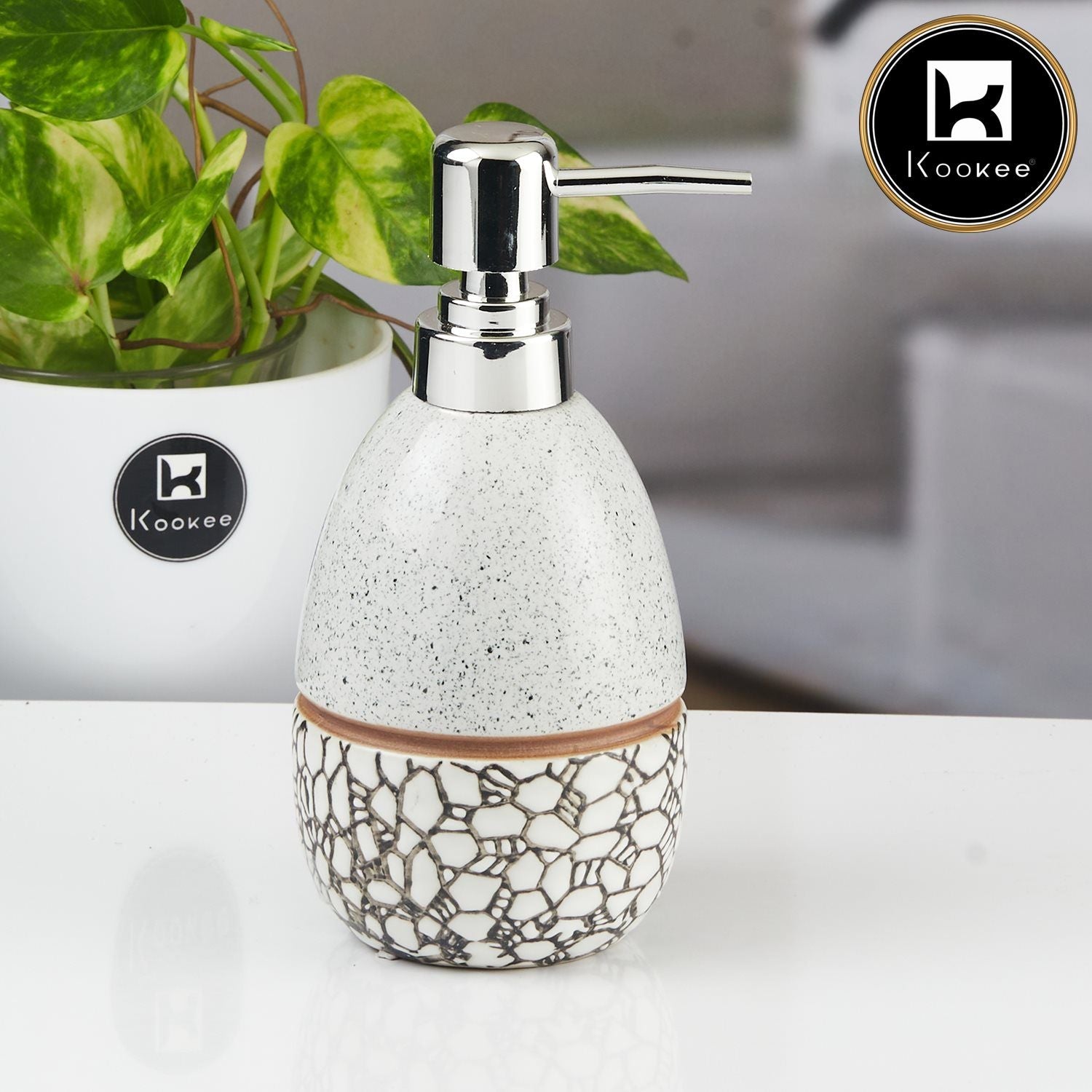 Ceramic Soap Dispenser for handwash for Bathroom, grey (Set of 1) (11343)