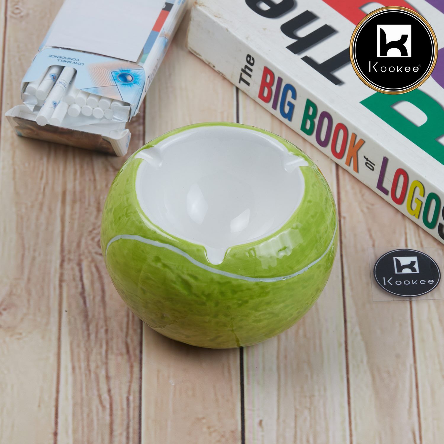 Groovy Ceramic Ashtray for Home & Office, Green (10348)