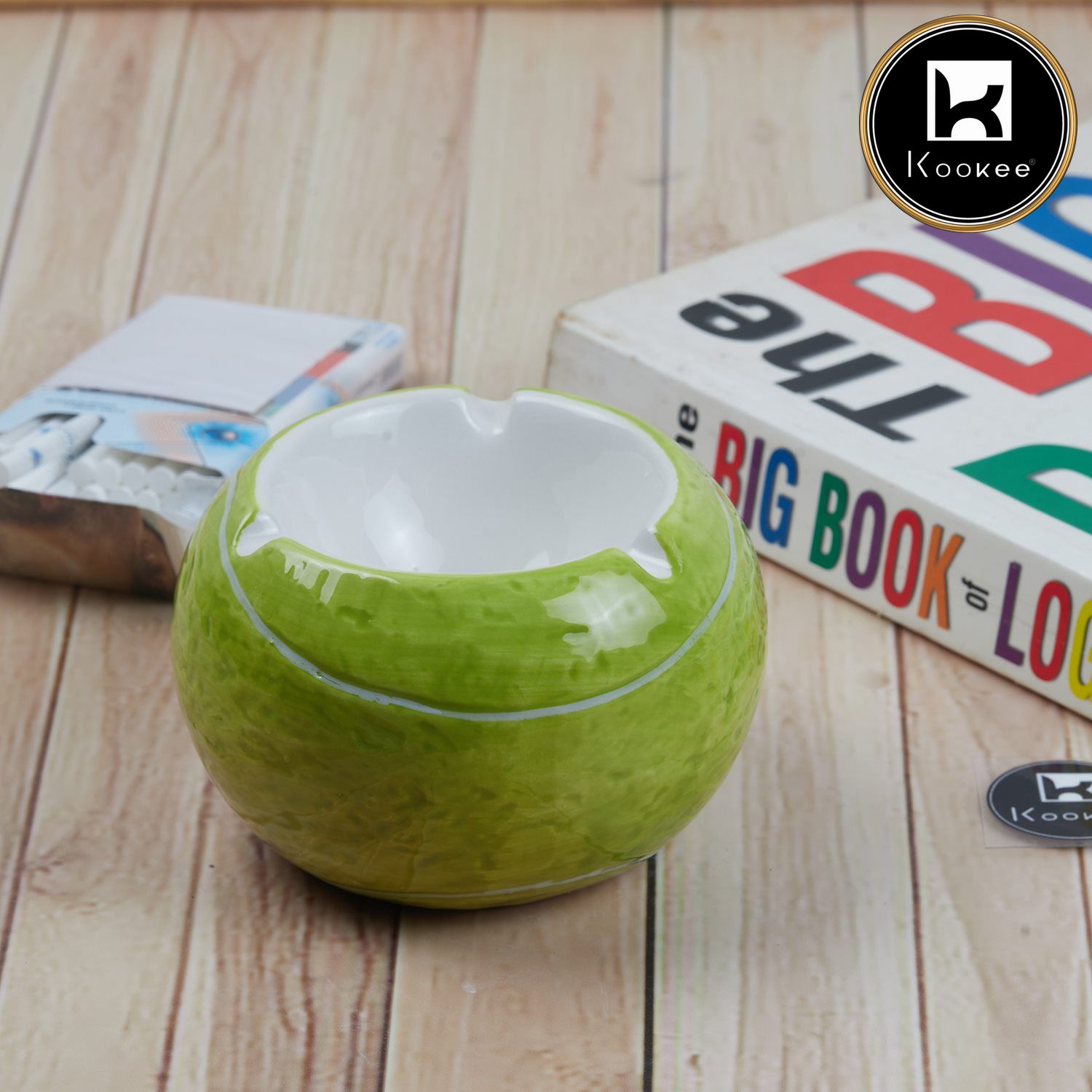 Groovy Ceramic Ashtray for Home & Office, Green (11348)