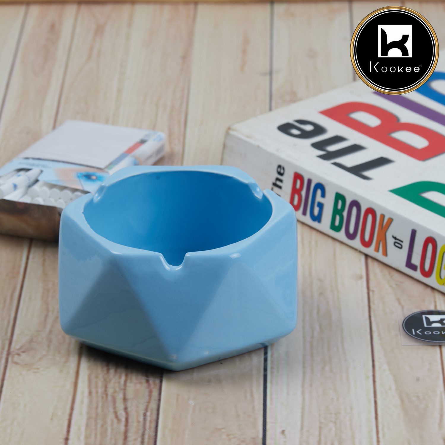 Groovy Ceramic Ashtray for Home & Office, Blue (11355)