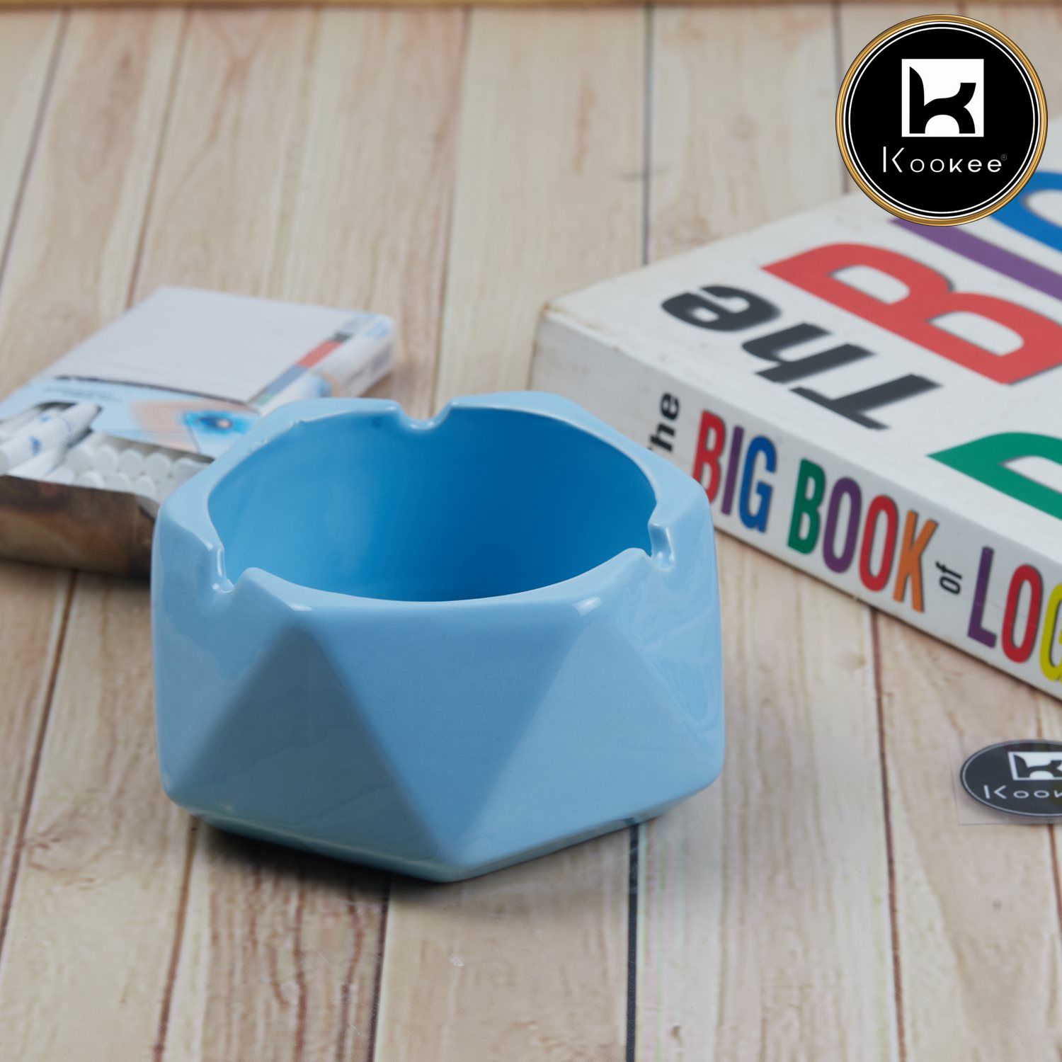 Groovy Ceramic Ashtray for Home & Office, Blue (V-ASH-002-2)