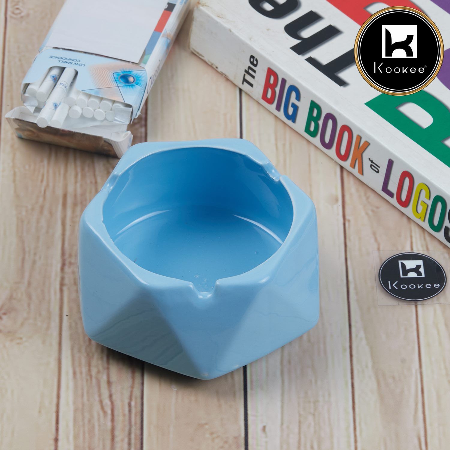 Kookee Groovy Ceramic Ashtray - Unique and Colorful Smoking Accessory with Retro Vibes - Funky Decor for Smokers and Collectors, Blue