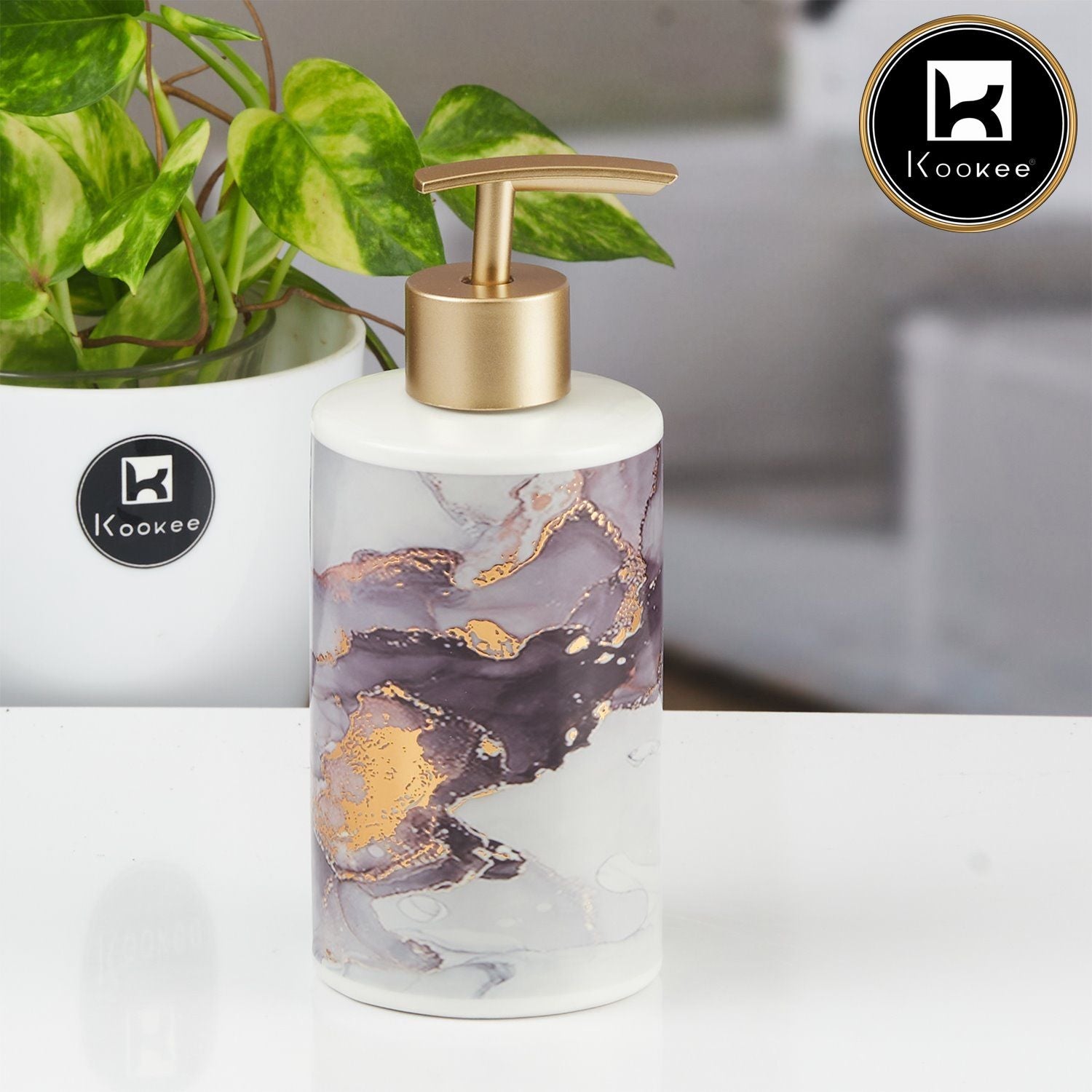Ceramic Soap Dispenser for handwash for Bathroom, Multicolor (Set of 1) (11486)