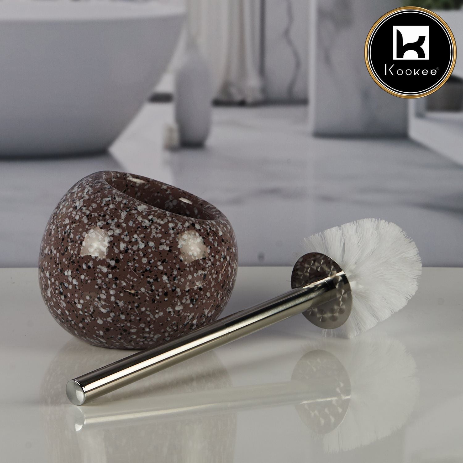 Ceramic Toilet Cleaner Brush with Holder Stand for Bathroom (V-CTB-001-3)