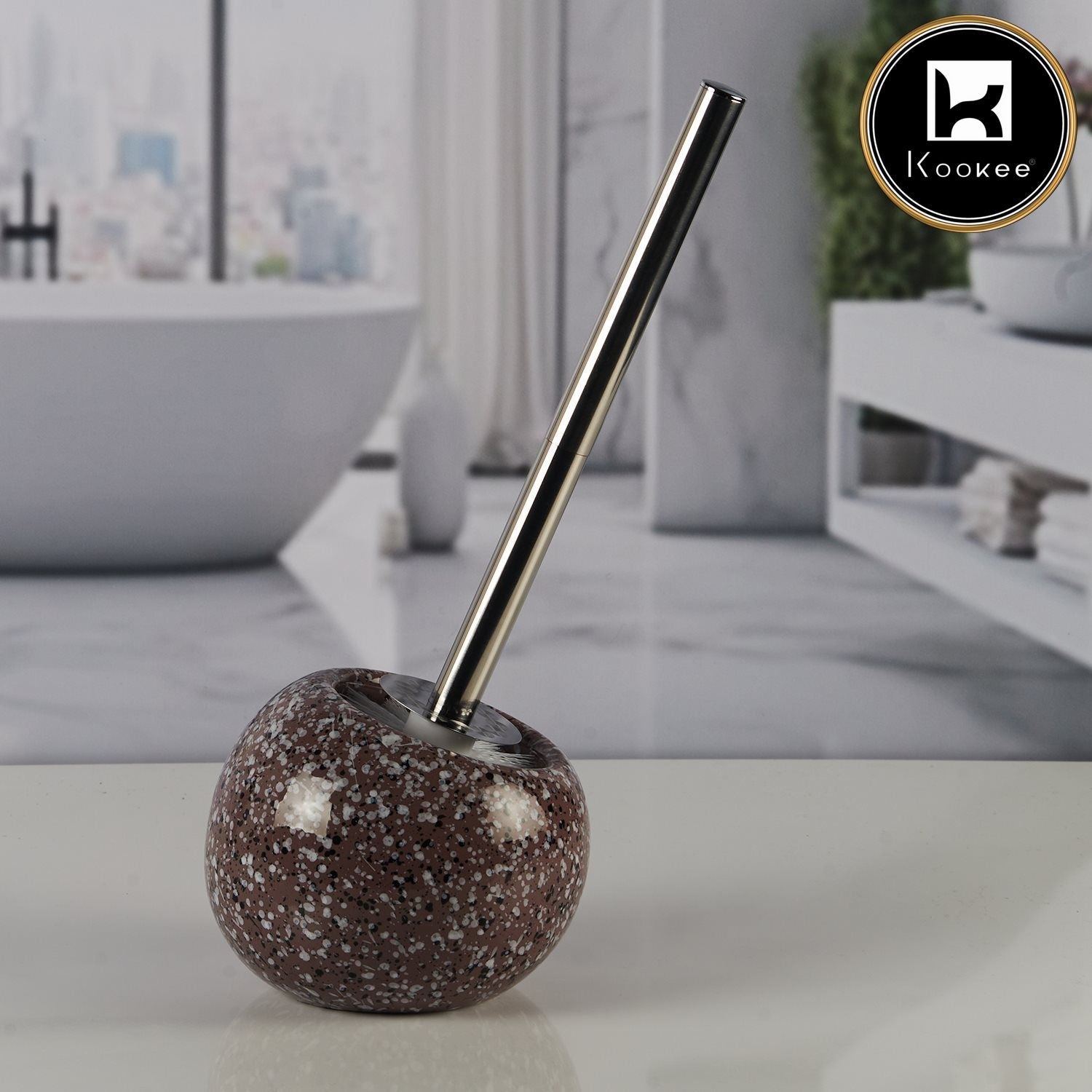 Ceramic Toilet Cleaner Brush with Holder Stand for Bathroom(11368)