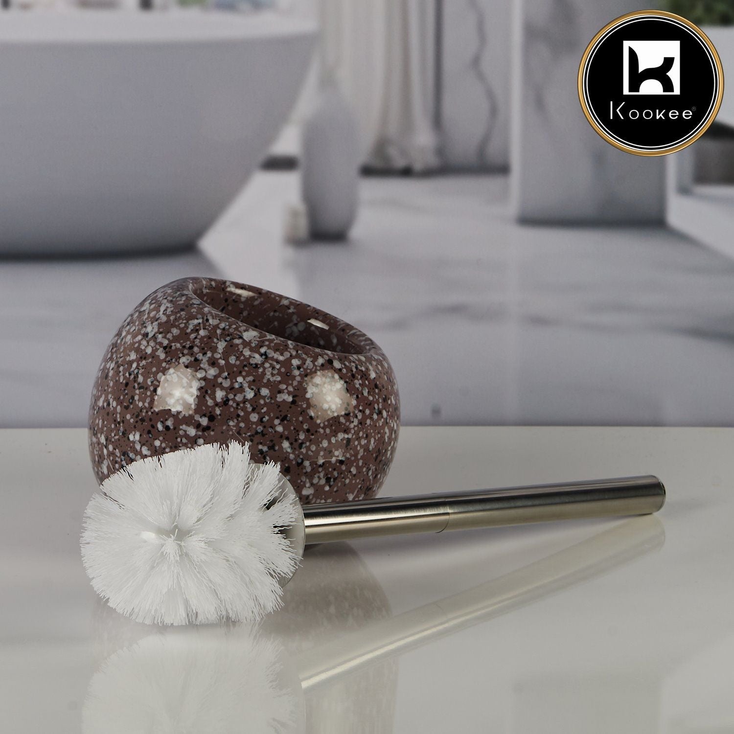Ceramic Toilet Cleaner Brush with Holder Stand for Bathroom (V-CTB-001-3)