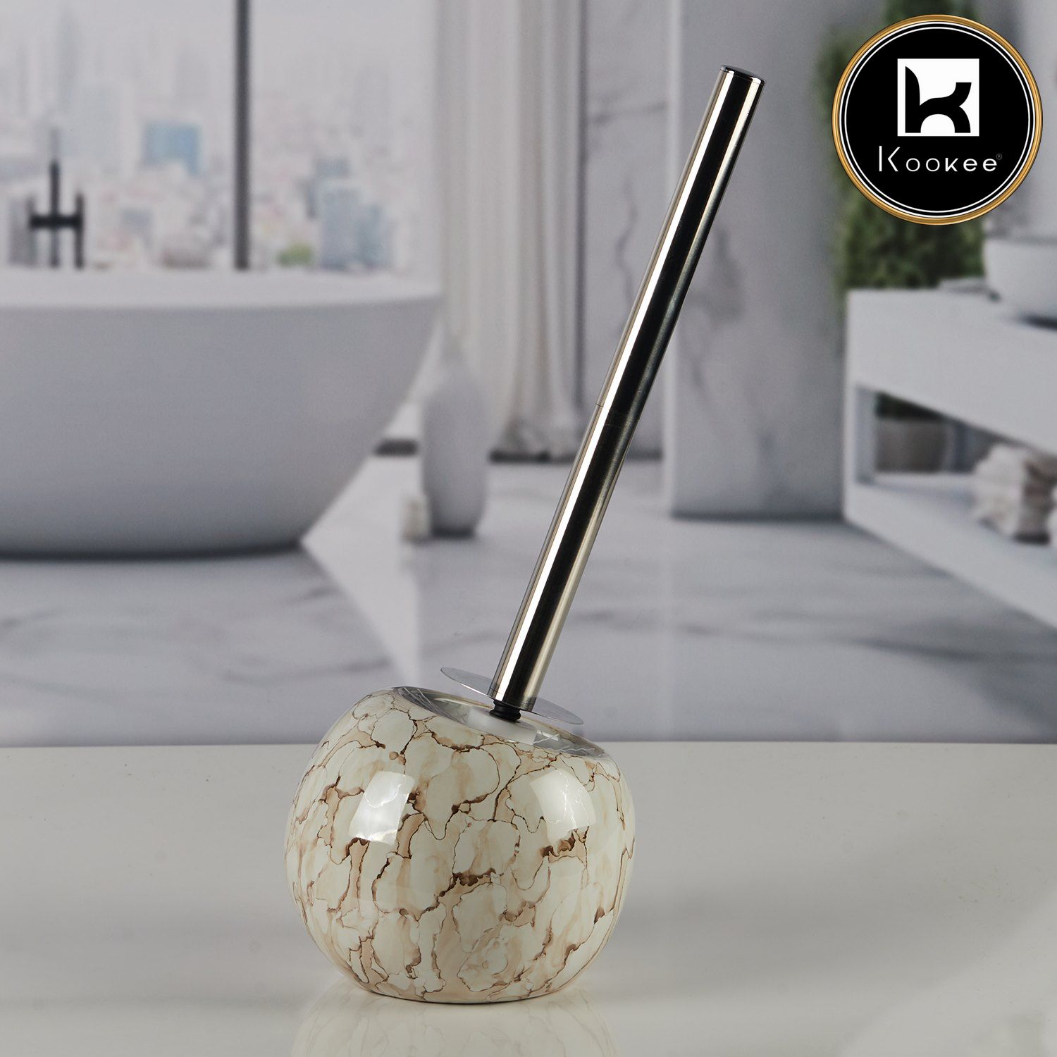 Ceramic Toilet Cleaner Brush with Holder Stand for Bathroom (V-CTB-001-3)