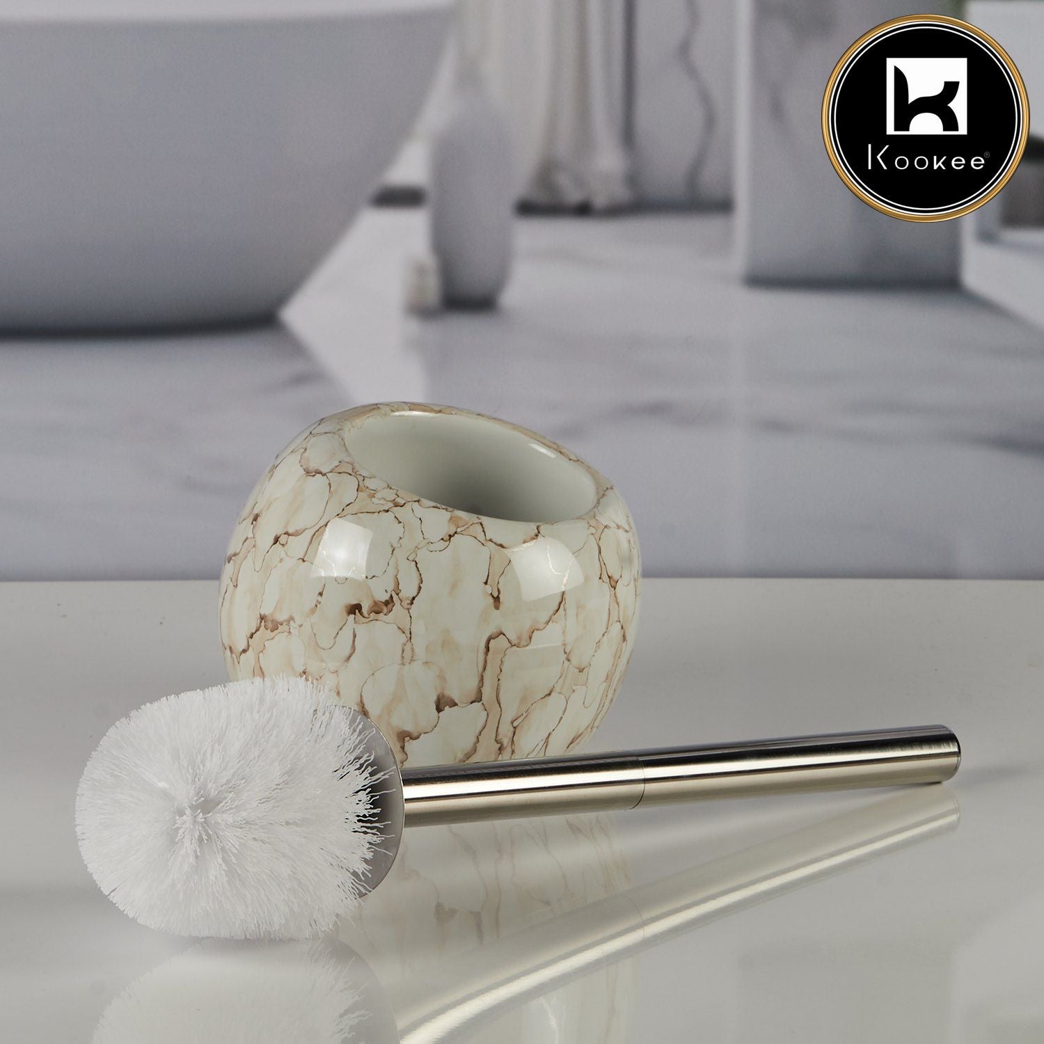 Ceramic Toilet Cleaner Brush with Holder Stand for Bathroom (V-CTB-001-3)