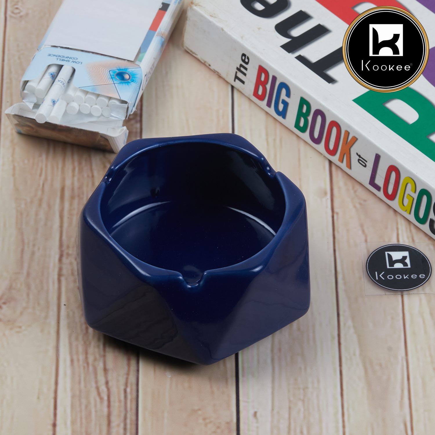 Kookee Groovy Ceramic Ashtray - Unique and Colorful Smoking Accessory with Retro Vibes - Funky Decor for Smokers and Collectors, Blue