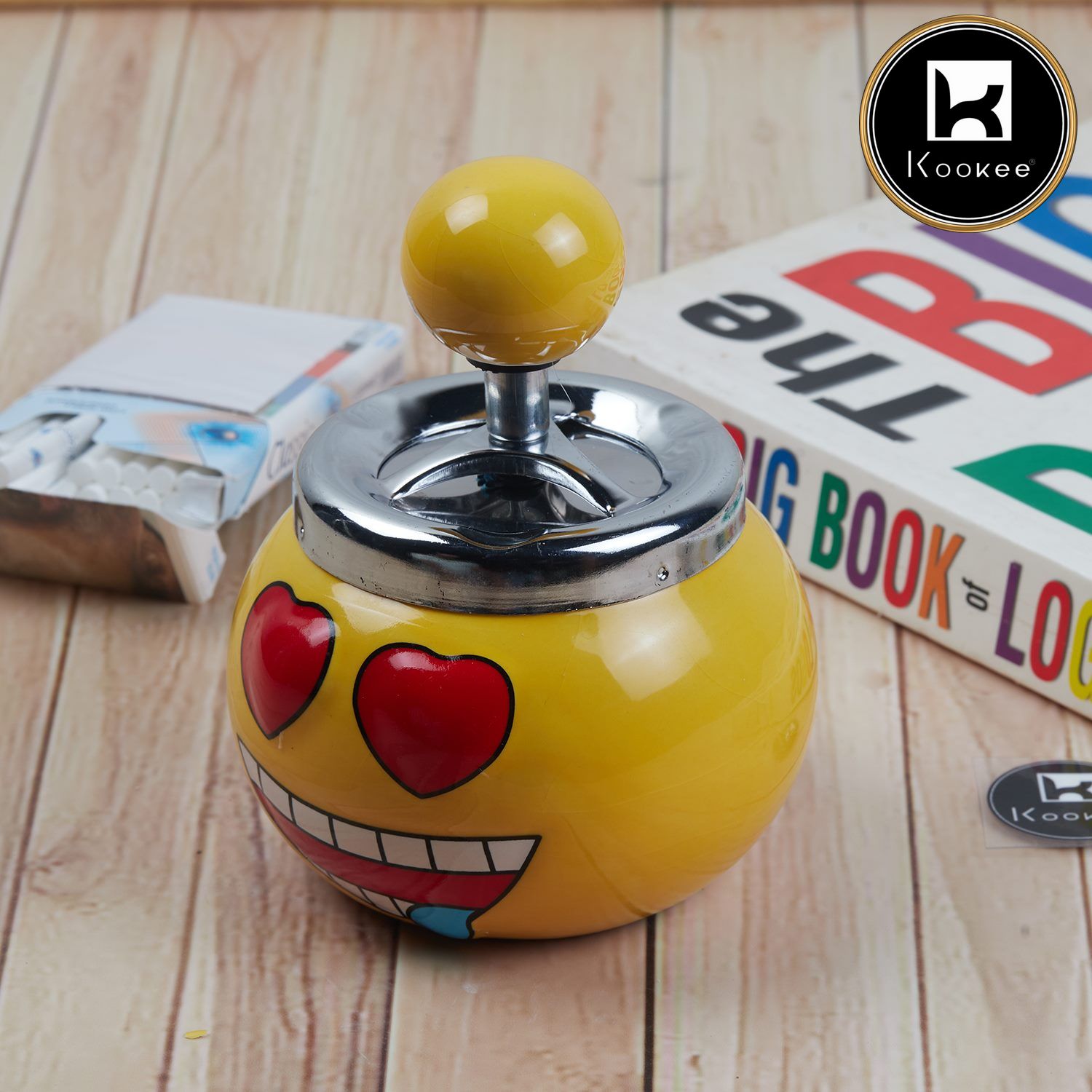 Kookee Push Down Ashtrays, Yellow, ART11380
