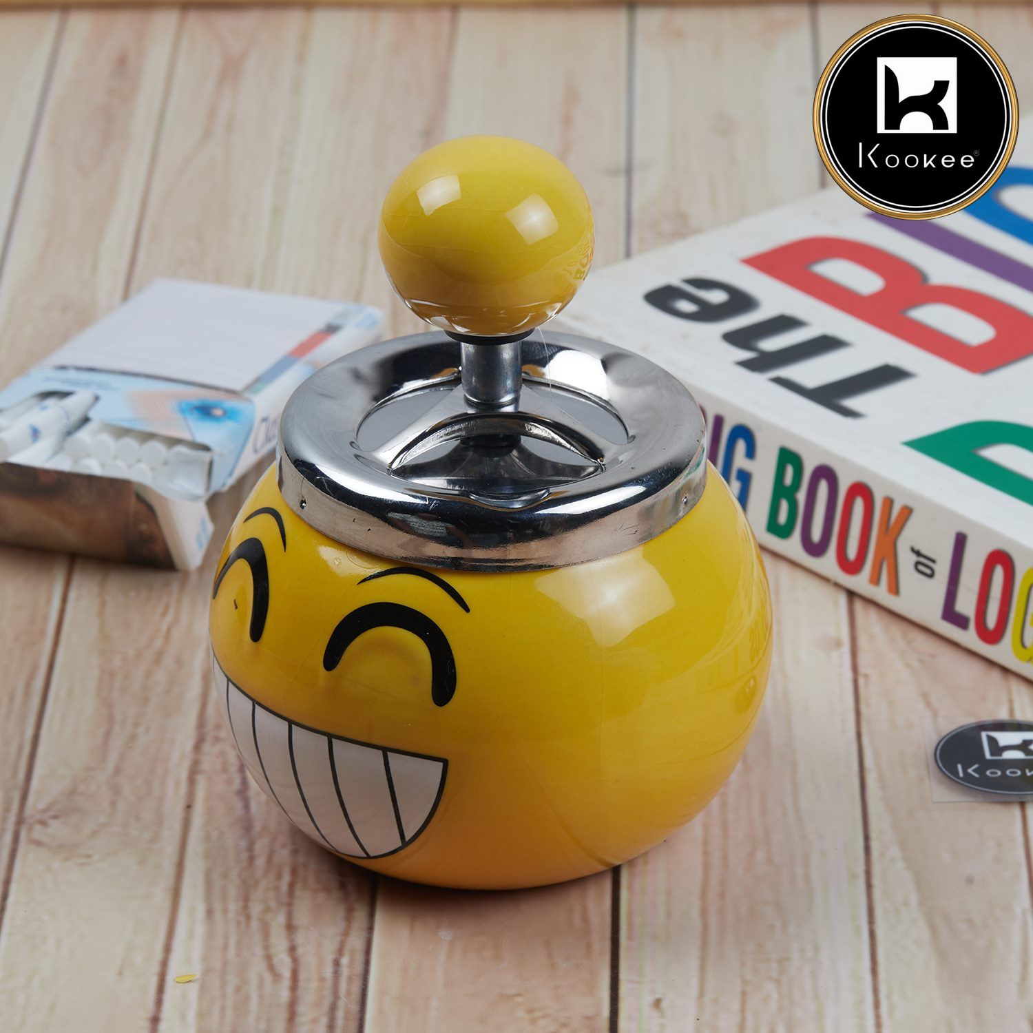 Kookee Push Down Ashtrays, Yellow, ART11381