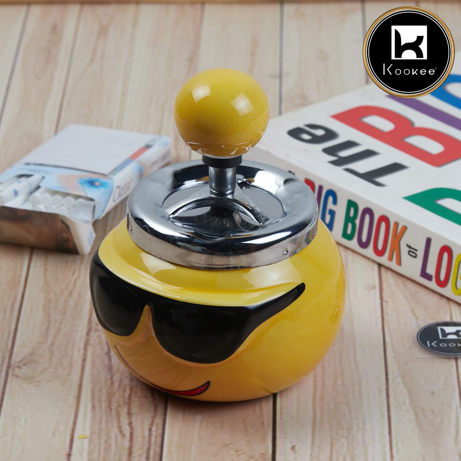 Kookee Push Down Ashtrays, Yellow, ART11382