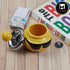 Smokeless Ceramic Push Down Ashtray for Cigarettes, Round, Yellow Smiley (11382)