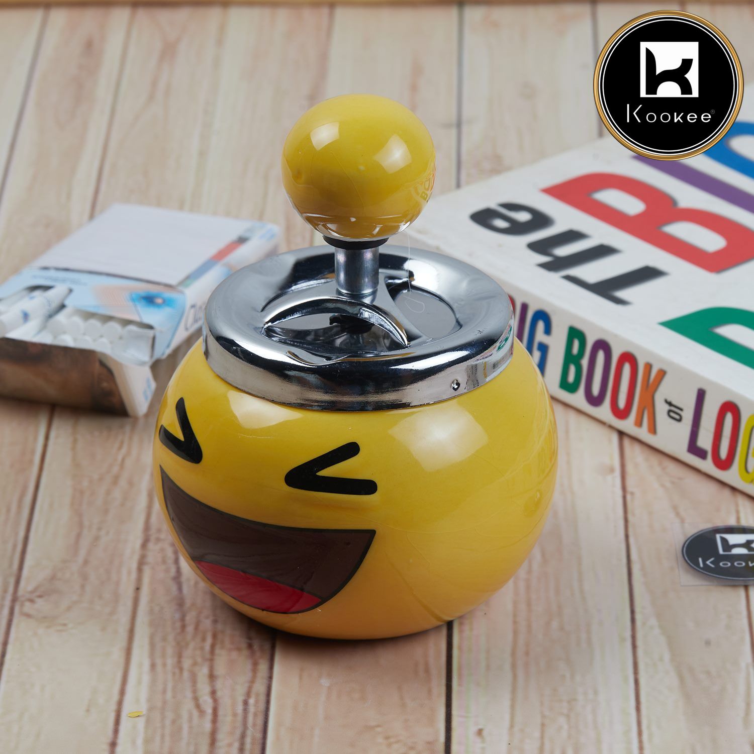 Kookee Push Down Ashtrays, Yellow, ART11383