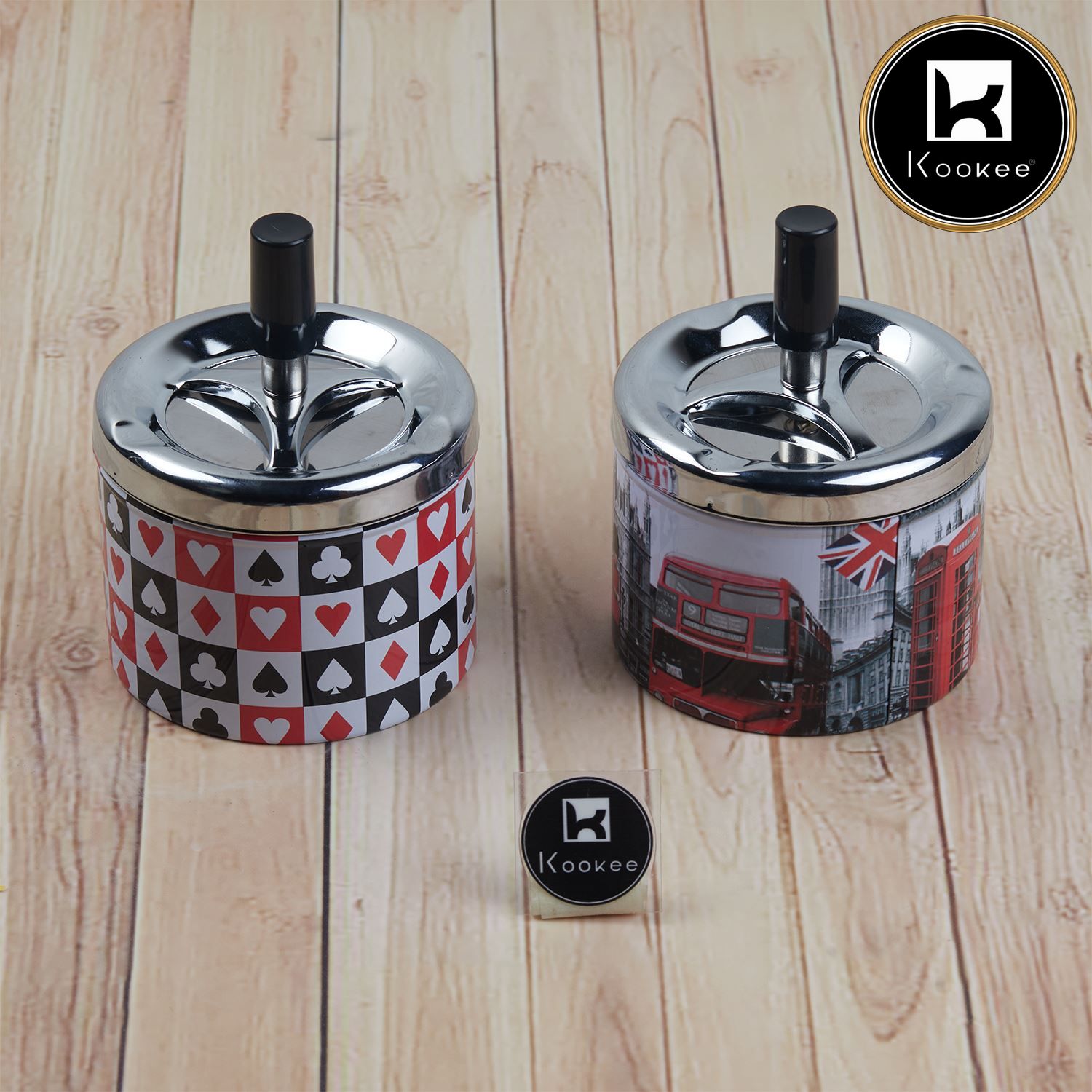 Smokeless Metal Tin Push Down Ashtray for Cigarettes (V-ASH-009-1)