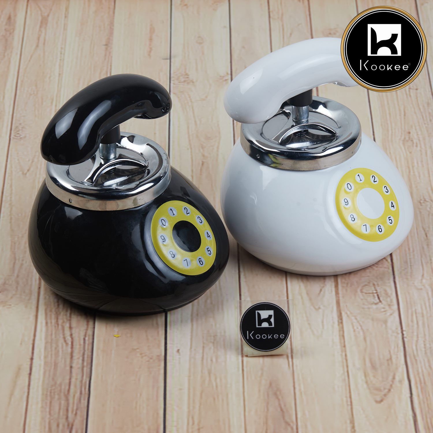 Smokeless Ceramic Push Down Ashtray for Cigarettes, Round, White (V-ASH-008-3)