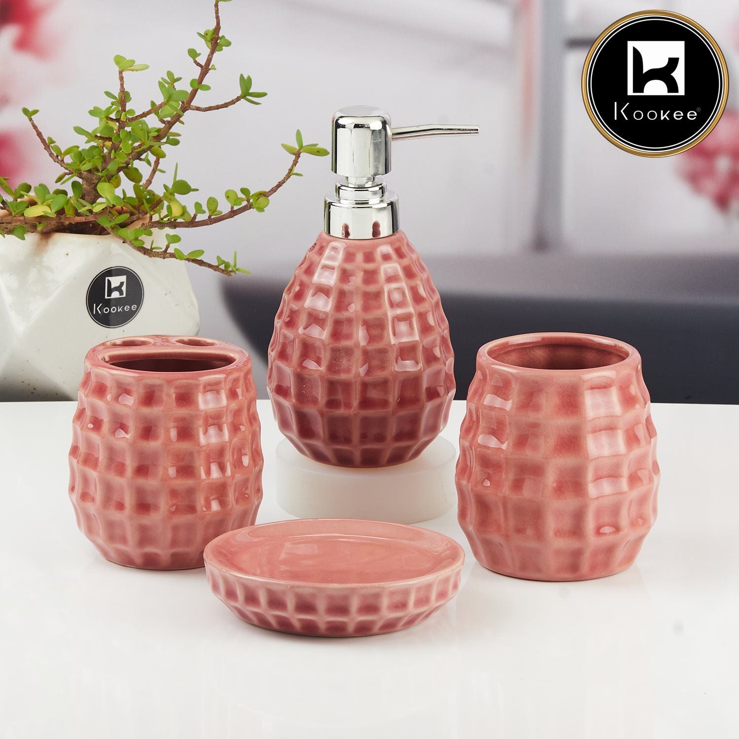 Kookee Ceramic Bathroom Sets, Orange, ART11398