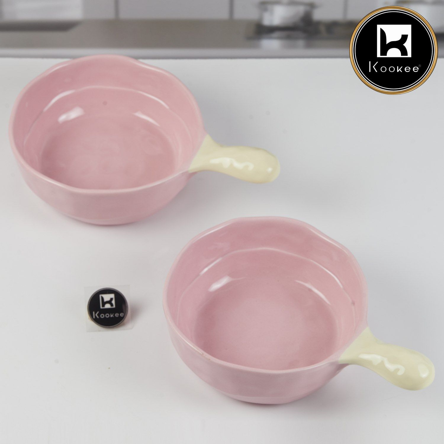 Round Ceramic Serving Bowl with Handle (V-BOWL-009)