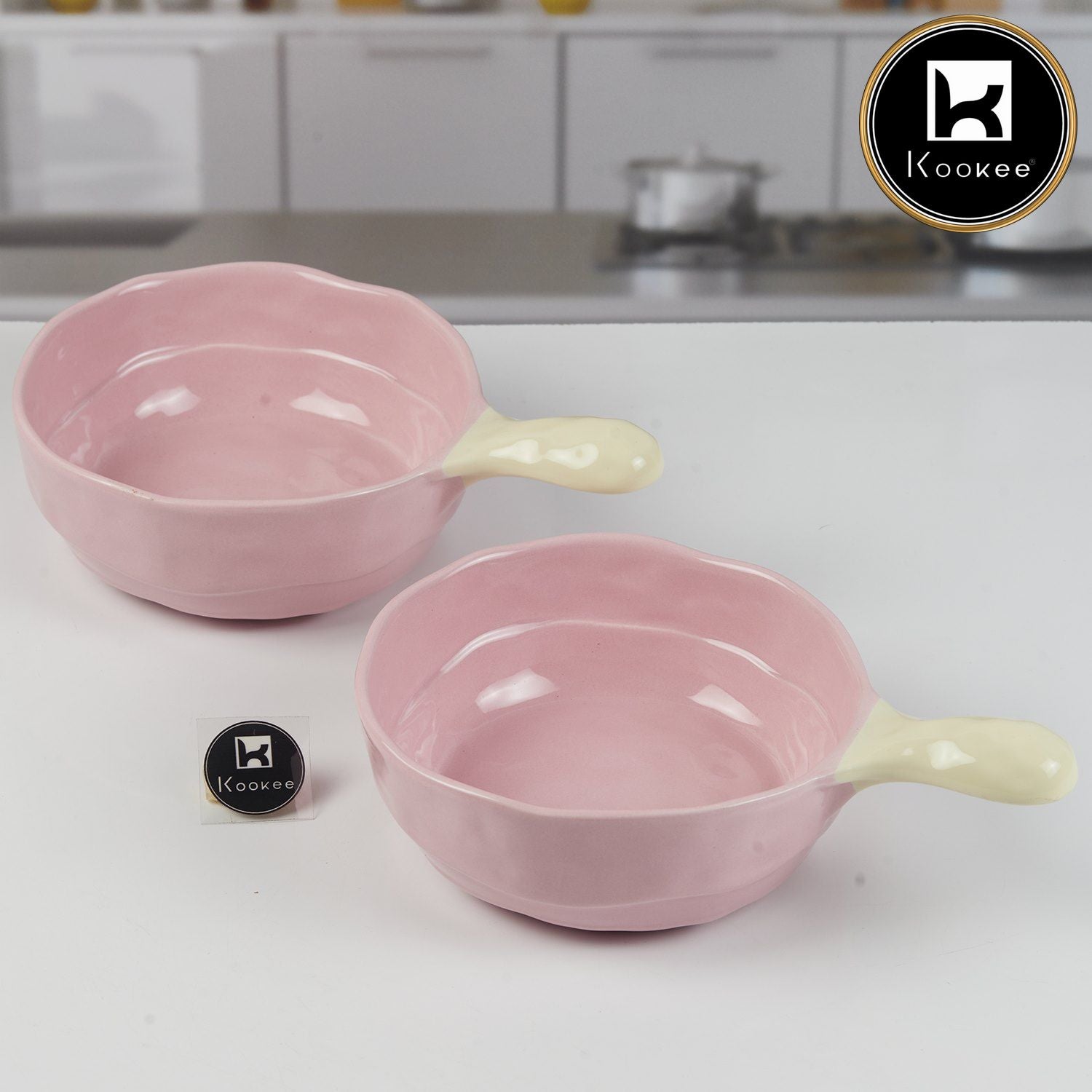 Round Ceramic Serving Bowl with Handle (V-BOWL-009)