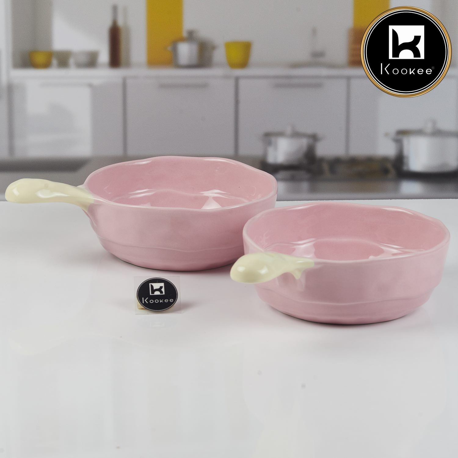 Round Ceramic Serving Bowl with Handle (11404)