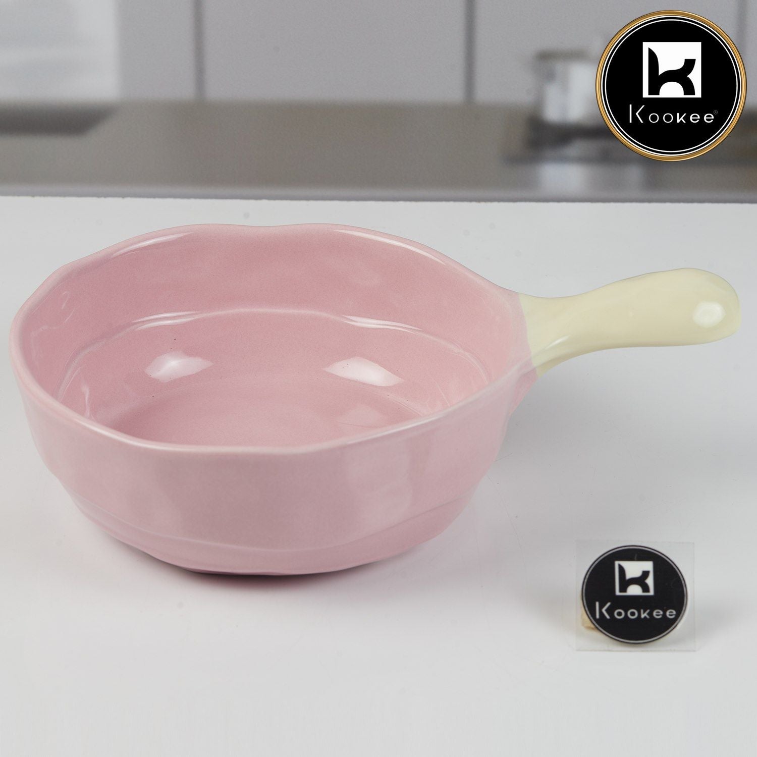 Kookee Round Ceramic Serving Bowl with Handle (11404)