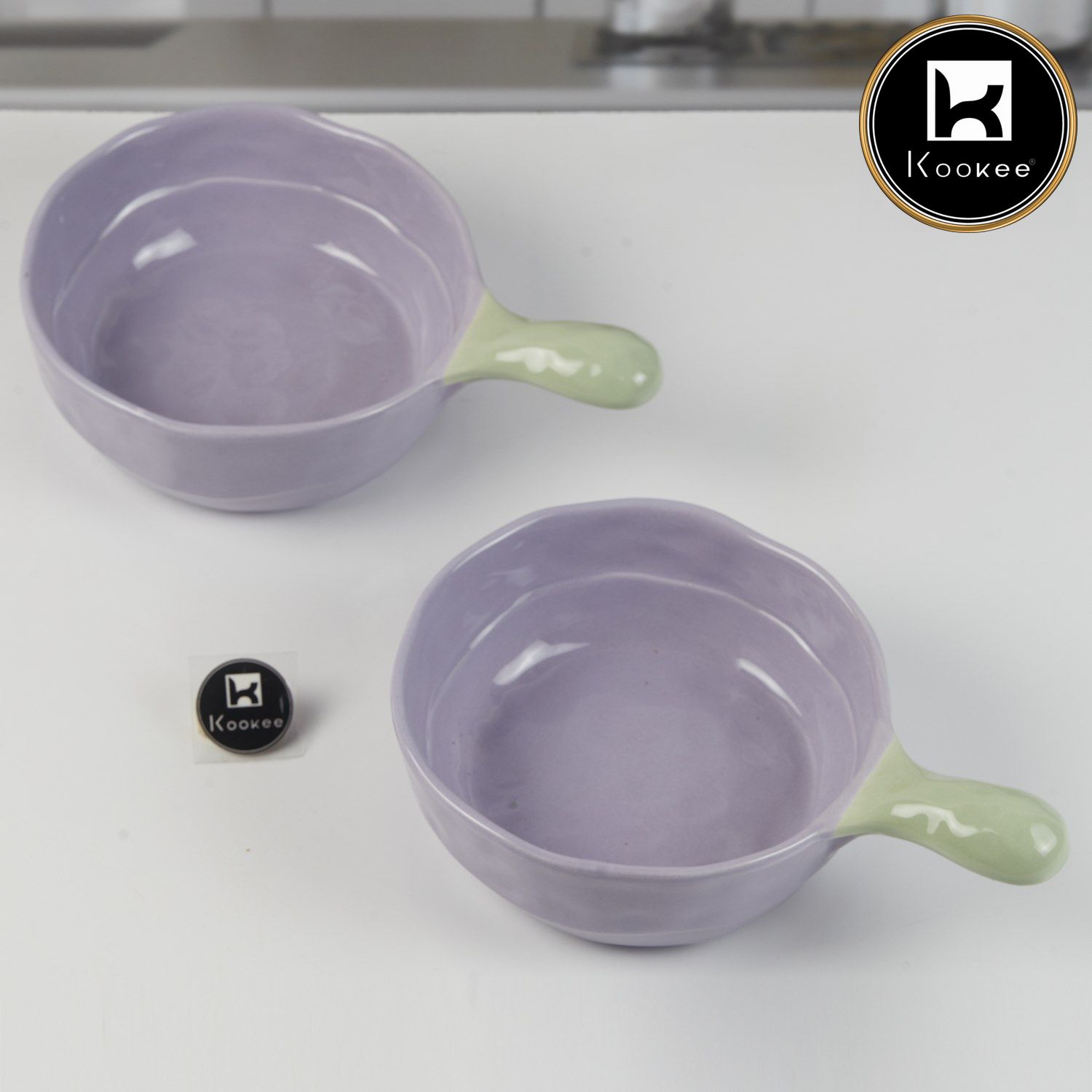 Round Ceramic Serving Bowl with Handle (11405)