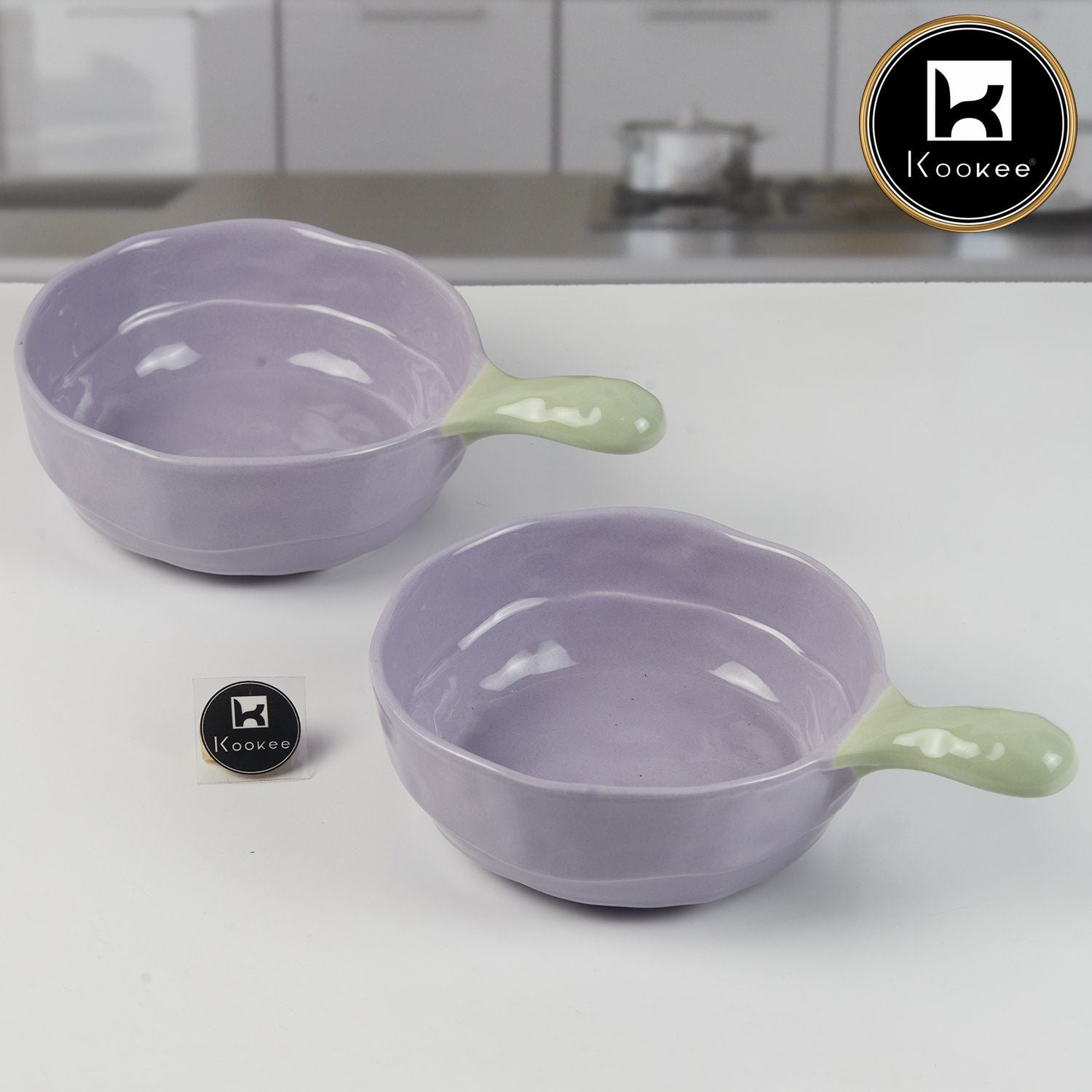 Round Ceramic Serving Bowl with Handle (11405)