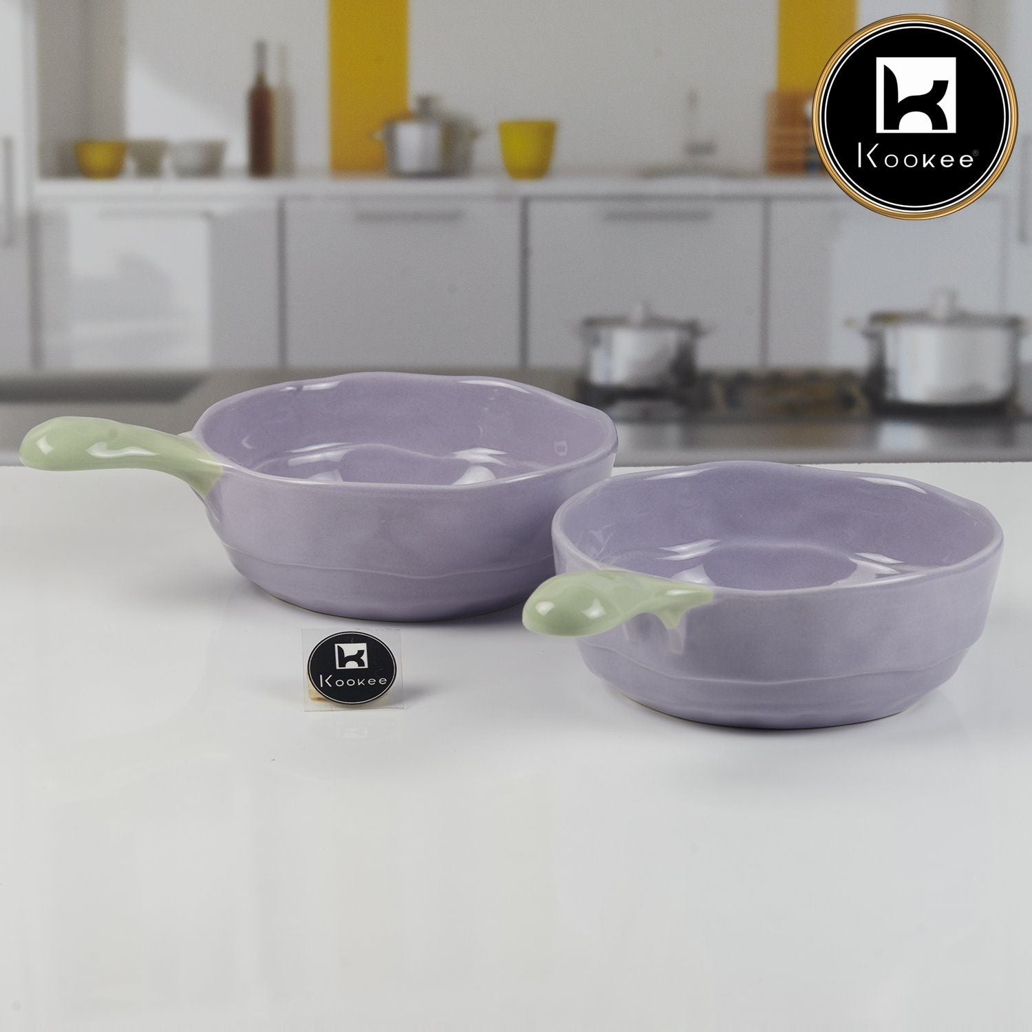 Round Ceramic Serving Bowl with Handle (11405)