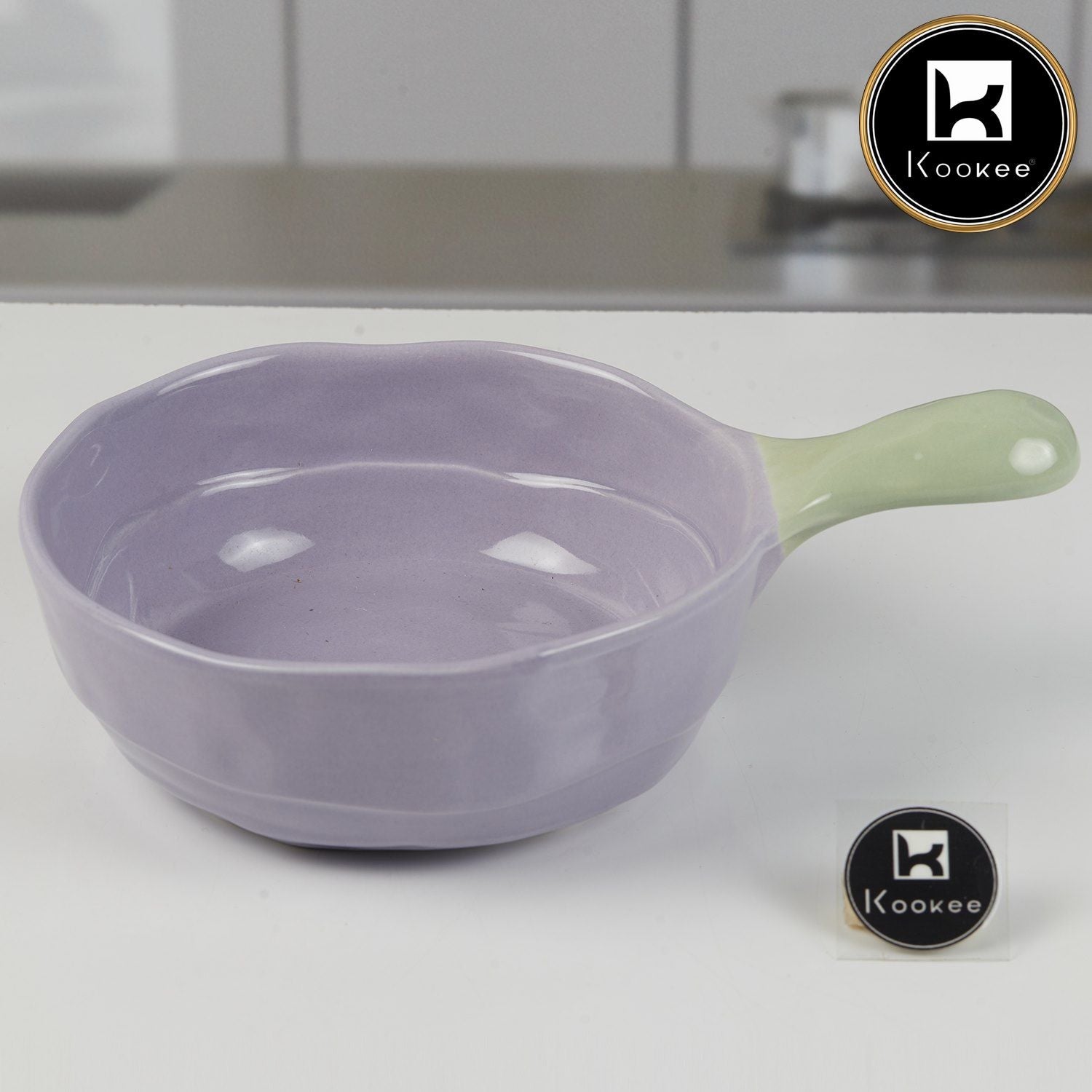 Kookee Round Ceramic Serving Bowl with Handle (11405)