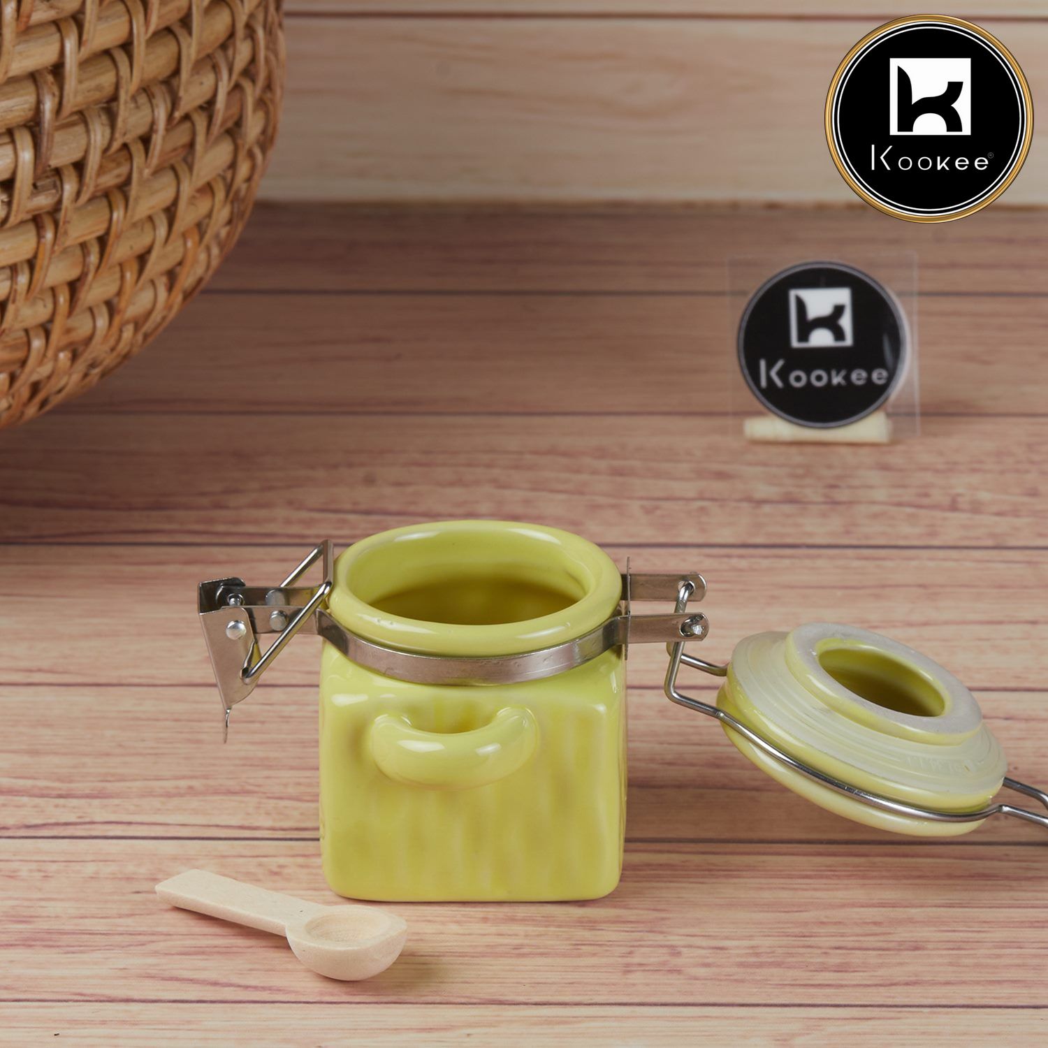 Kookee Canister Jars (Ceramic), Green, ART11416