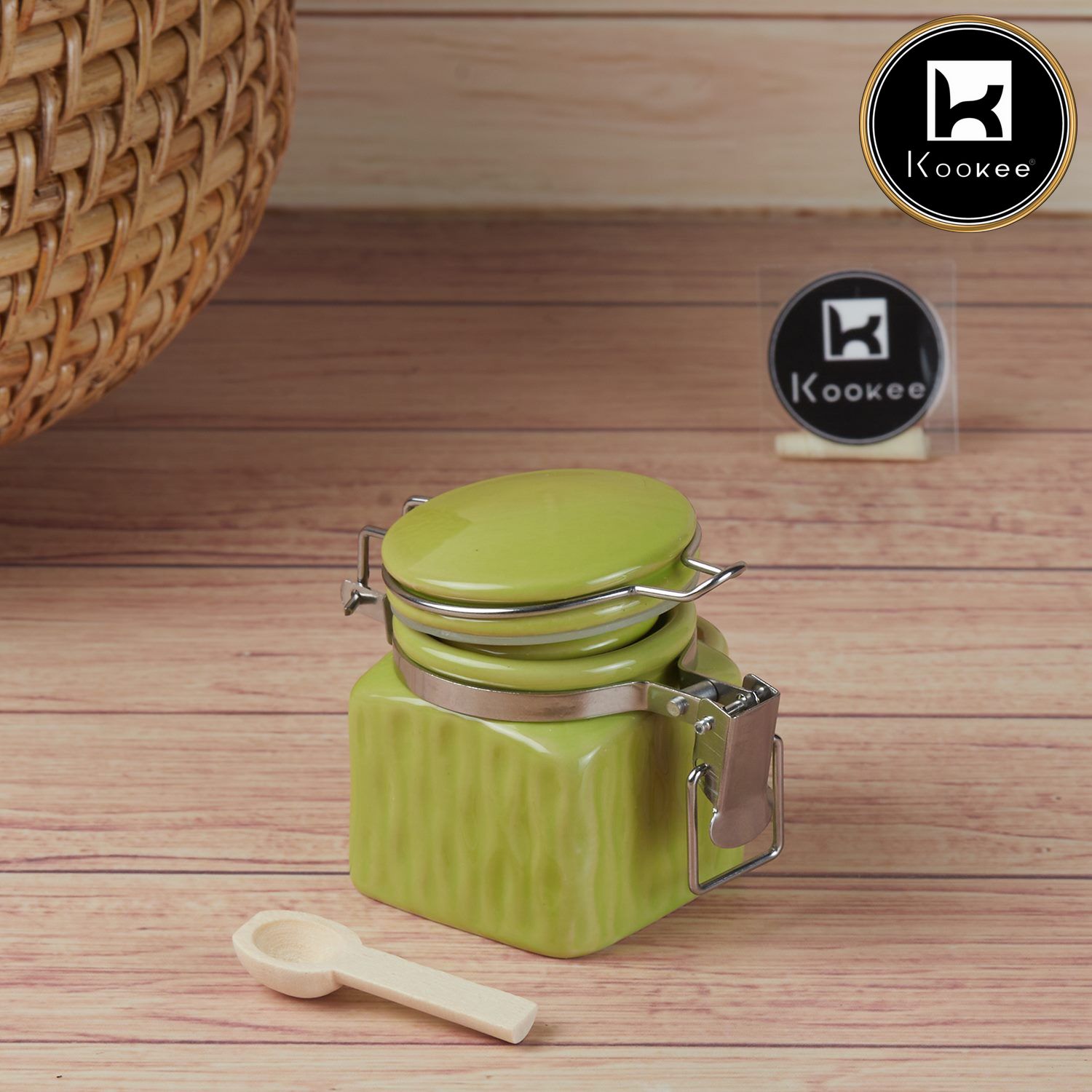 Kookee Canister Jars (Ceramic), Green, ART11420