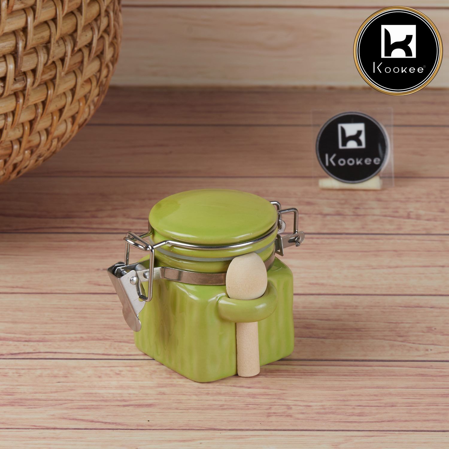 Kookee Canister Jars (Ceramic), Green, ART11420