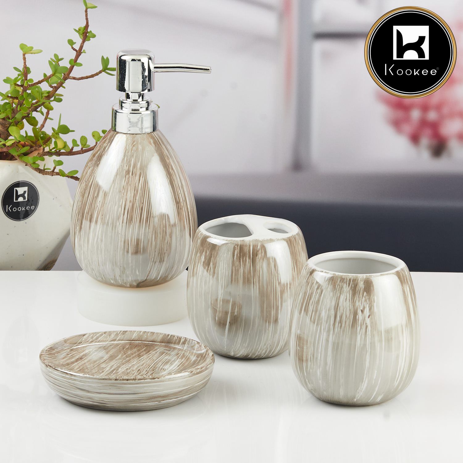Kookee Ceramic Bathroom Sets, Off White, ART11430