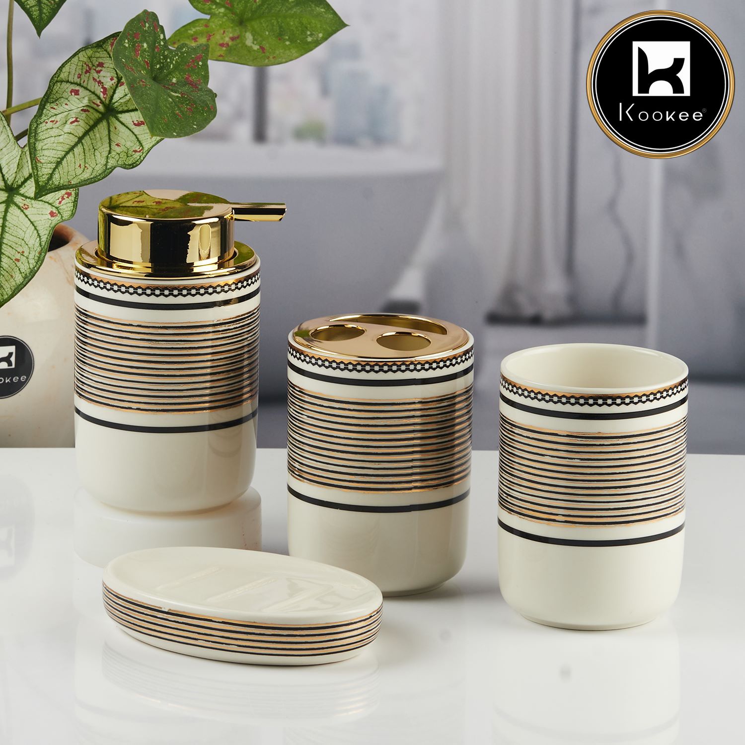 Kookee Ceramic Bathroom Sets, Off White, ART11449