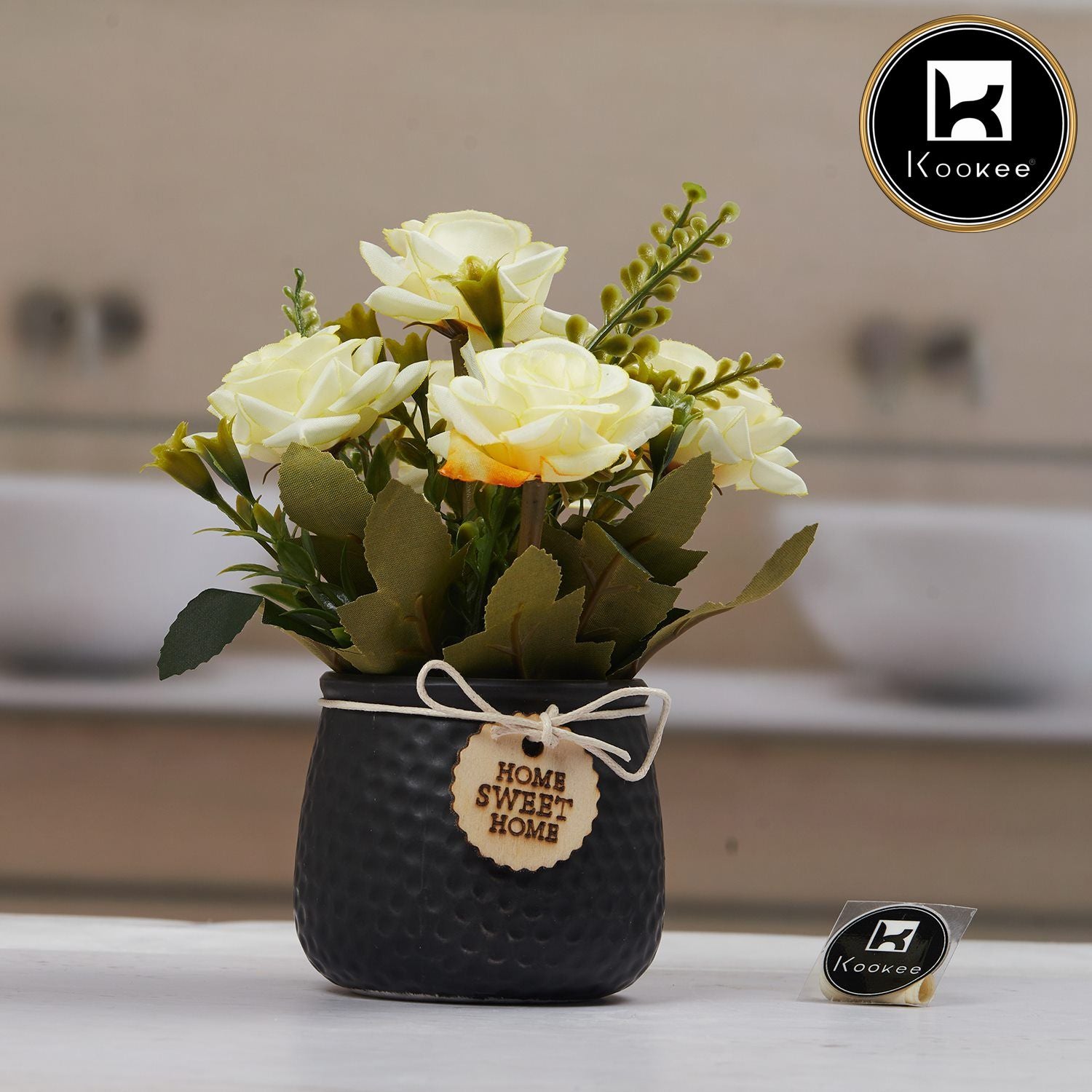 Kookee Artificial Flowers, Black, ART11455