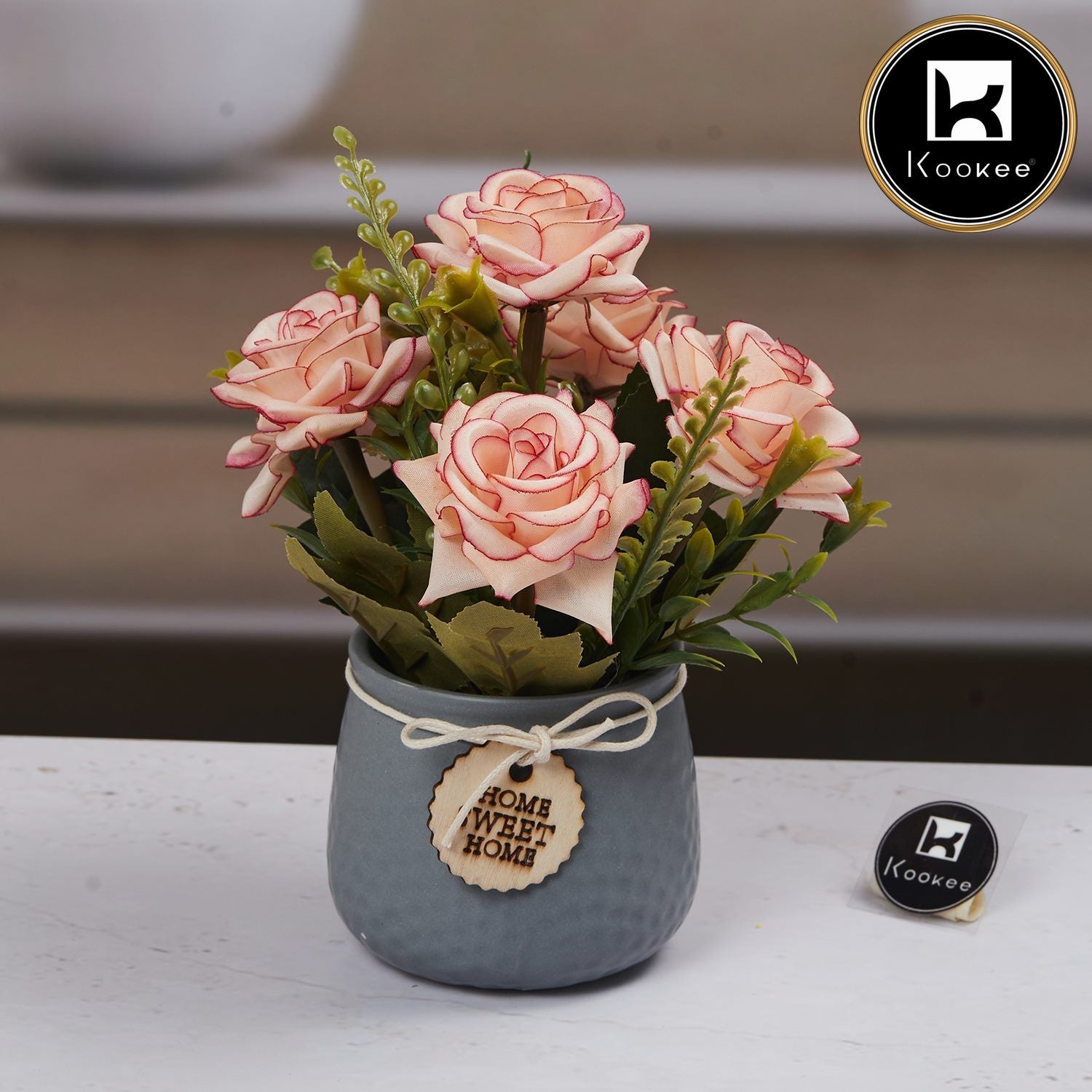 Kookee Artificial Flowers, Grey, ART11456