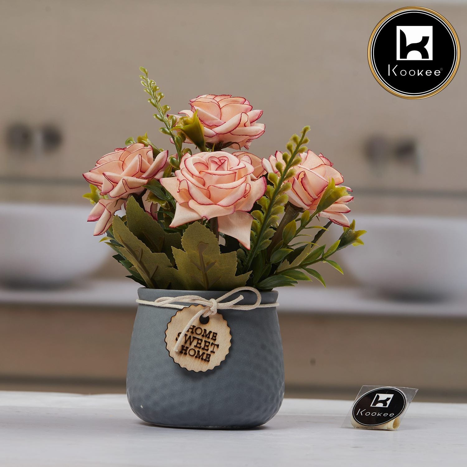 Kookee Artificial Flowers, Grey, ART11456