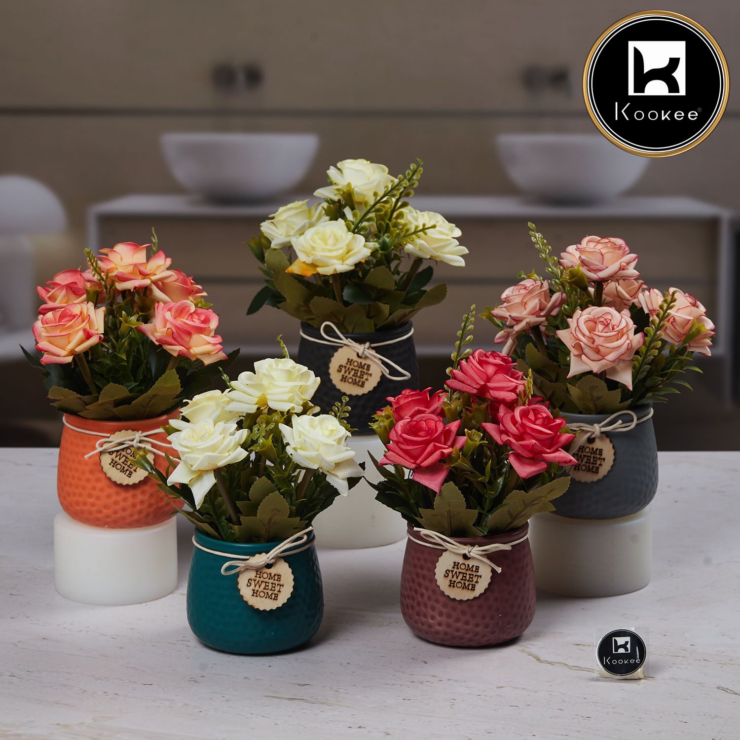 Kookee Artificial Flowers, Green, ART11458