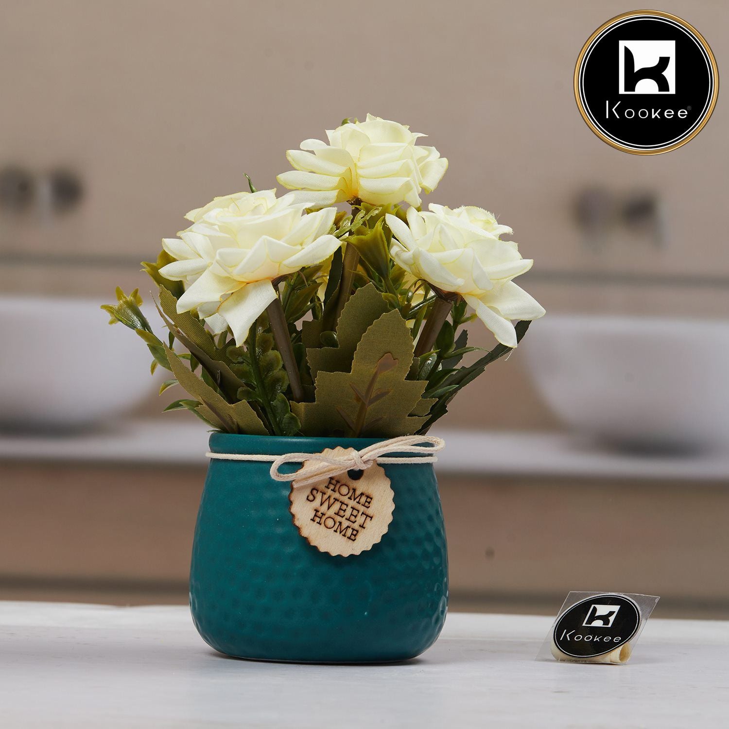Kookee Artificial Flowers, Green, ART11458