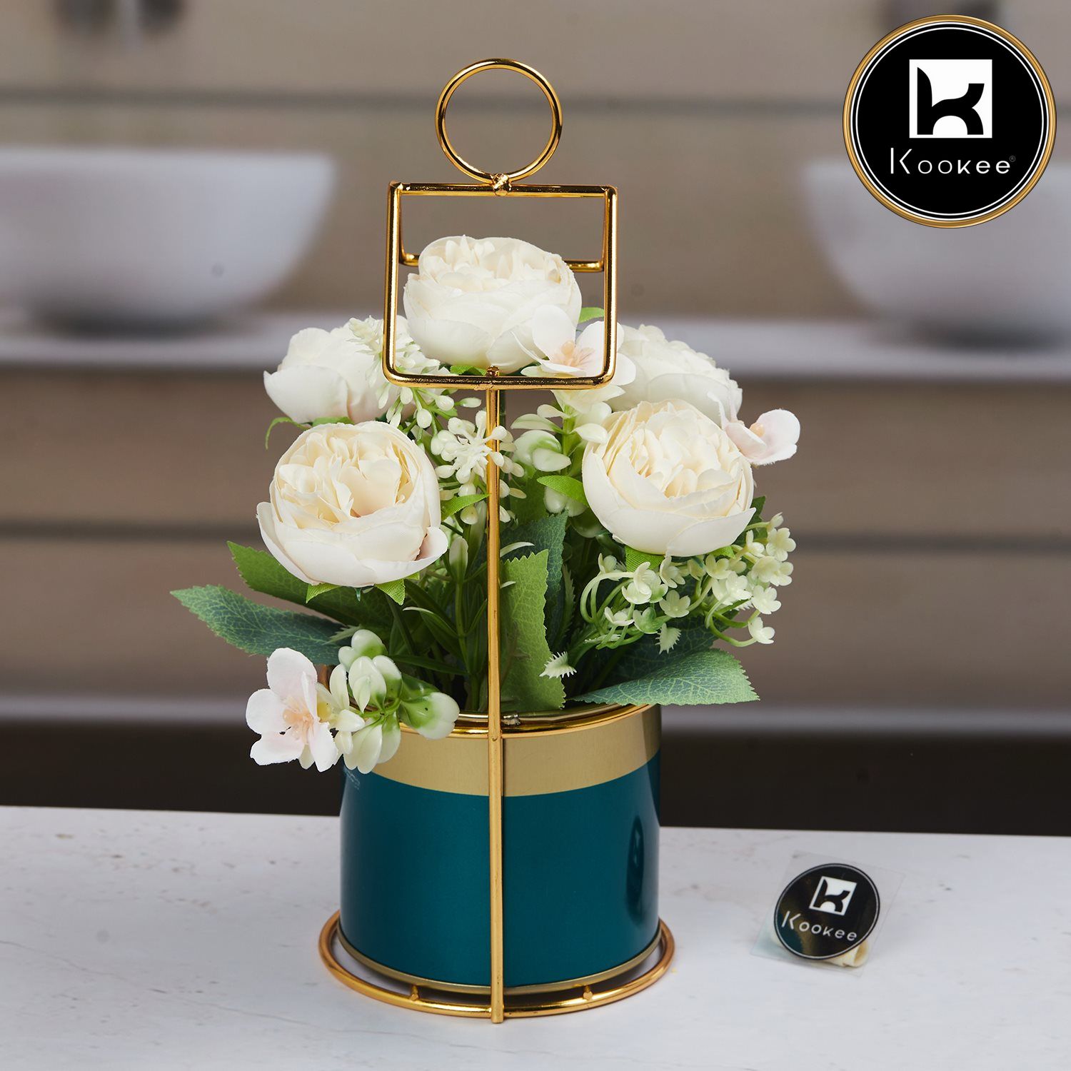 Kookee Artificial Flowers, Green, ART11463