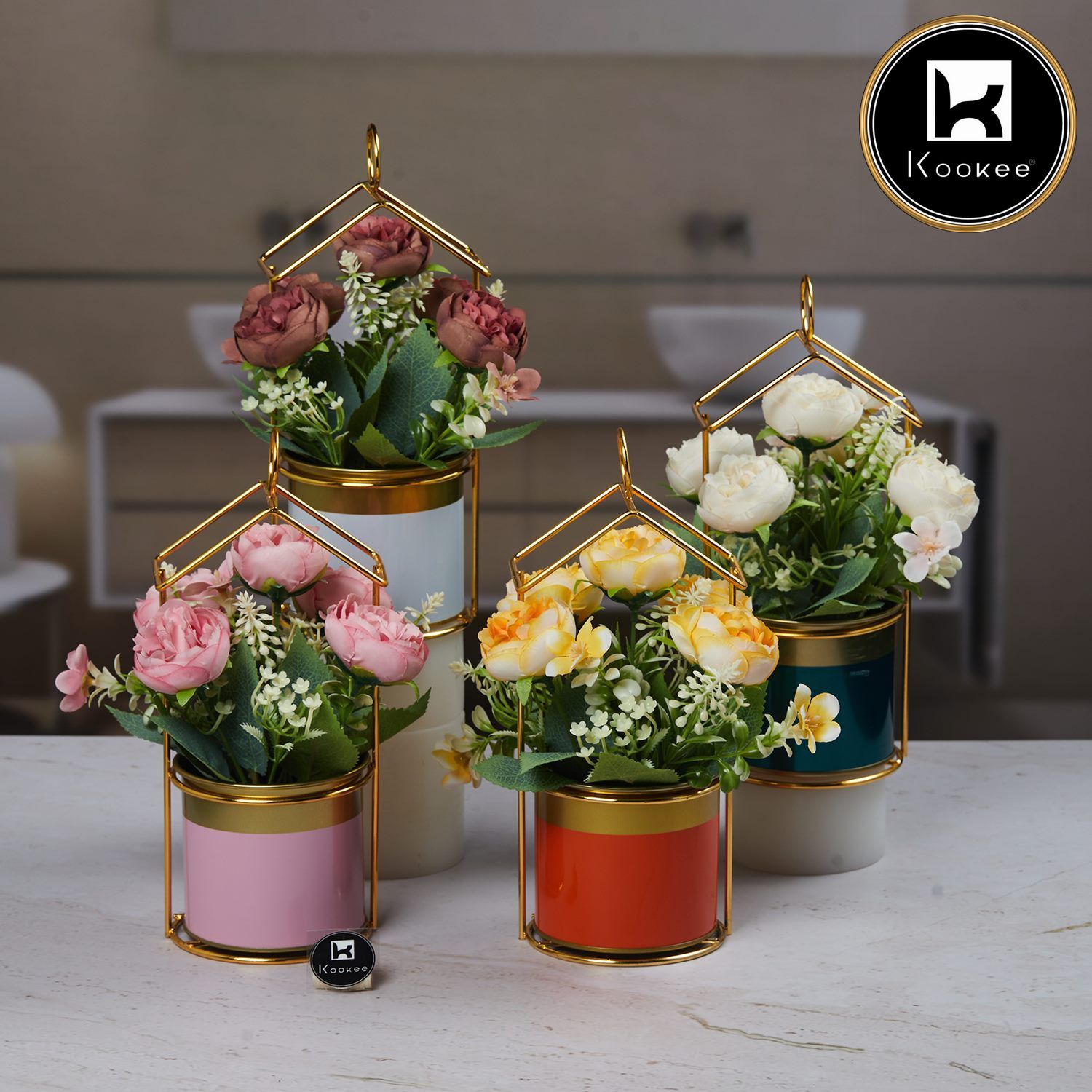 Kookee Artificial Flowers, Green, ART11463