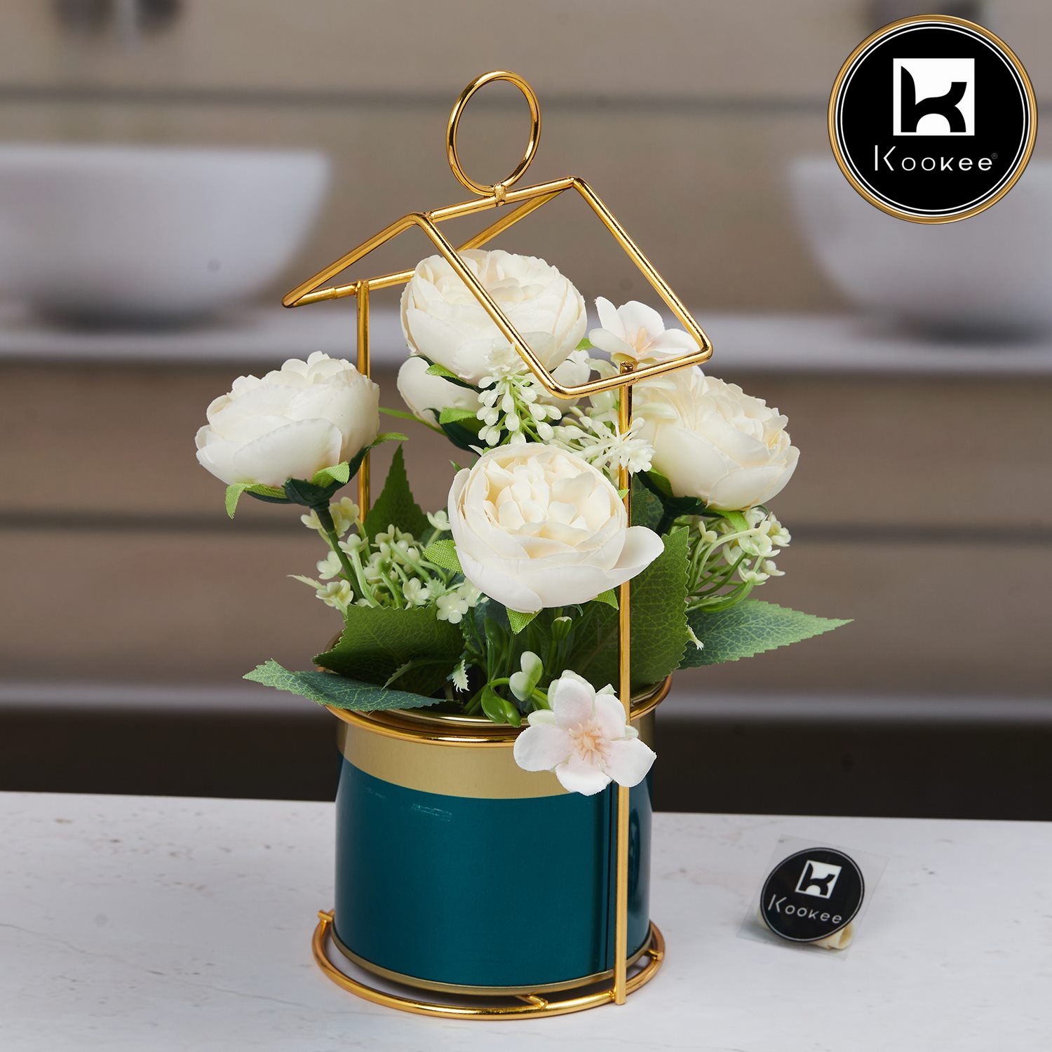 Kookee Artificial Flowers, Green, ART11463