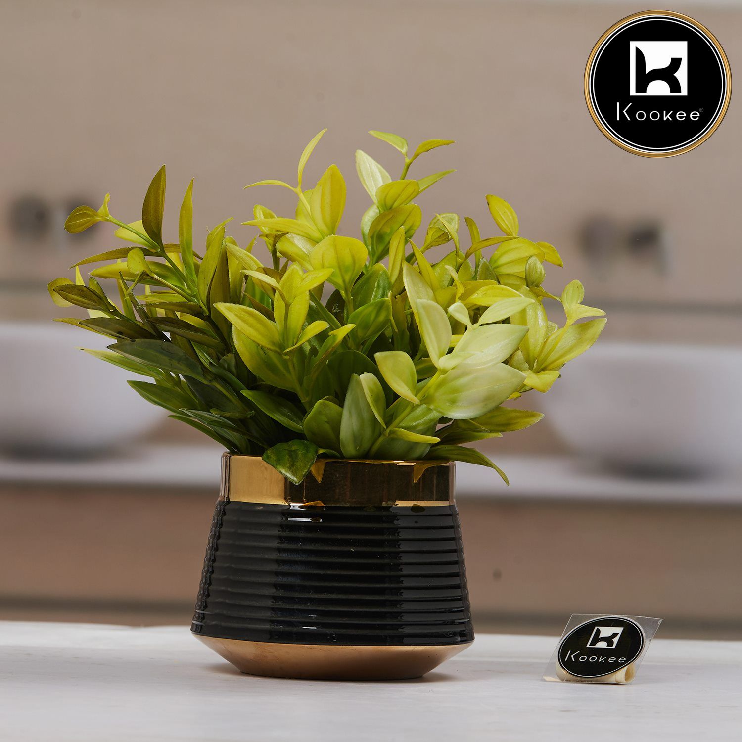 Kookee Artificial Plants, Black, ART11468