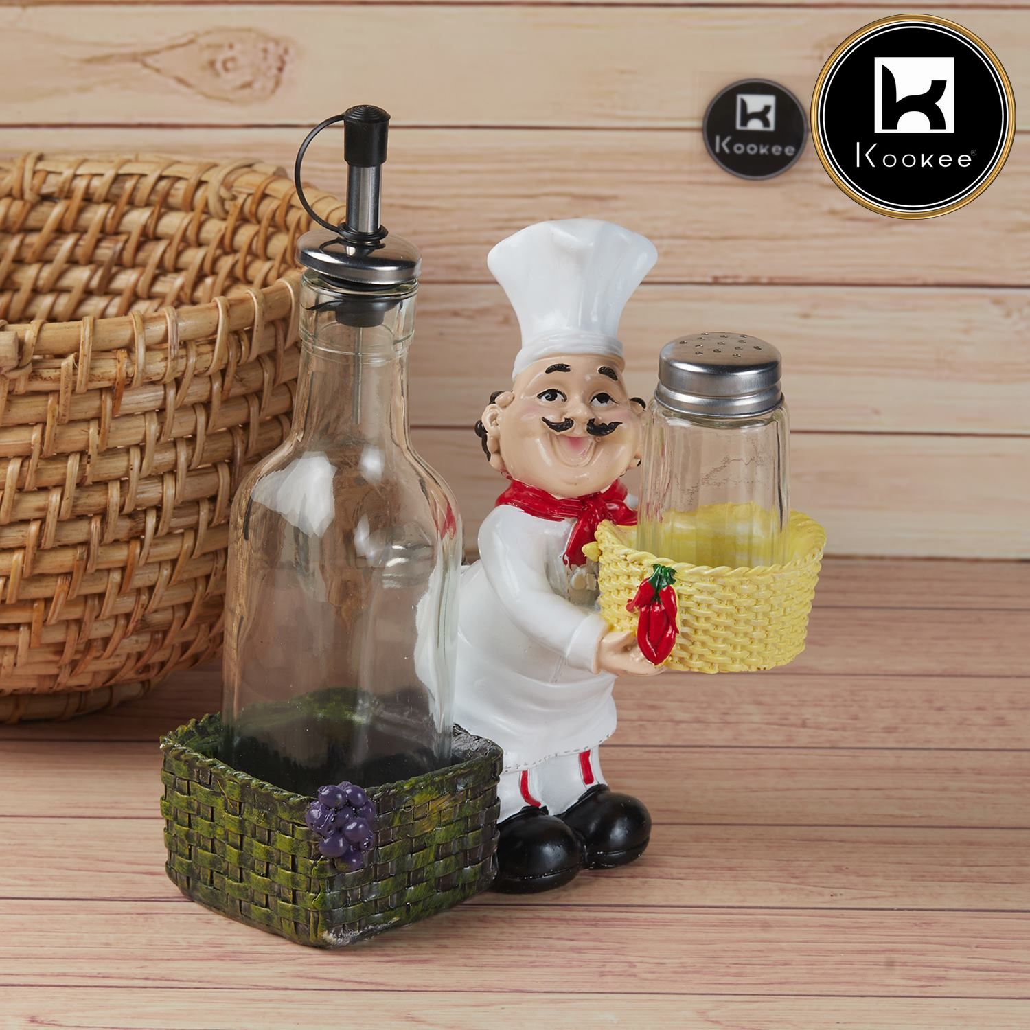 Polyresin Chef Salt and Pepper Shakers Set holder, Set of 1 (V-SALT-023-11)