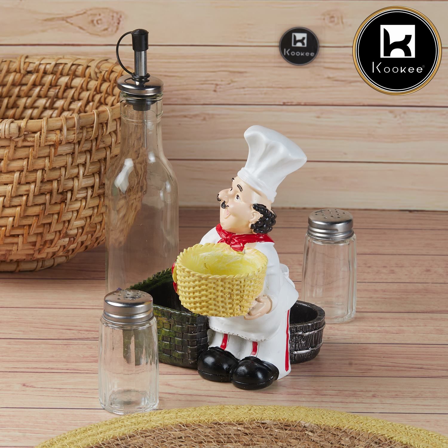 Polyresin Chef Salt and Pepper Shakers Set holder, Set of 1 (V-SALT-023-11)