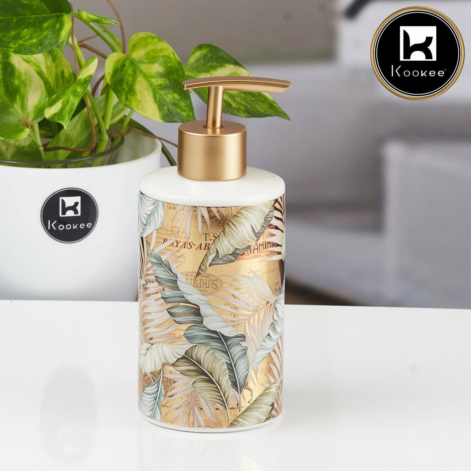 Kookee Ceramic Soap Dispenser for handwash for Bathroom, Multicolor, (Set of 1) (11486)